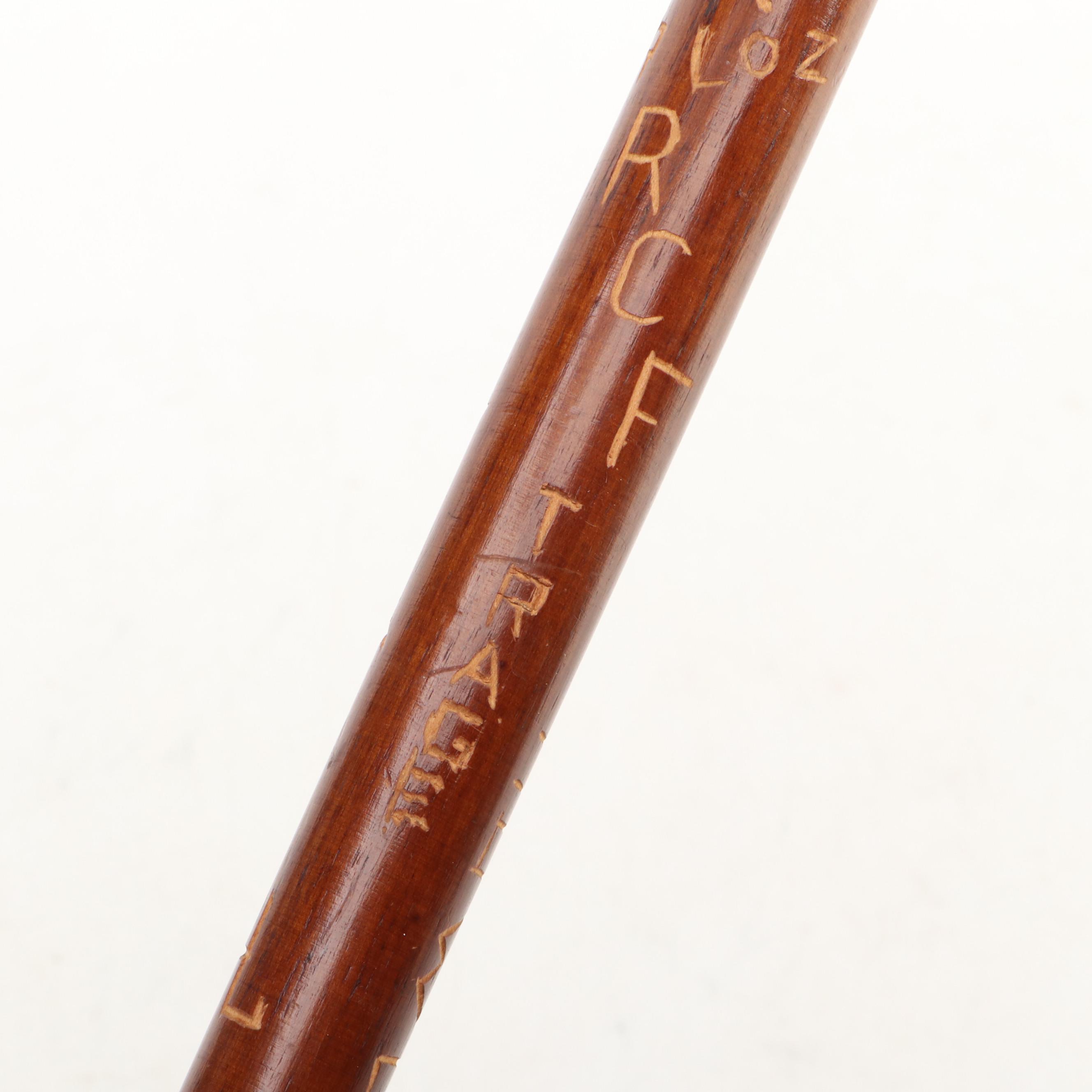 Carved Wooden Cane with Figural Handle