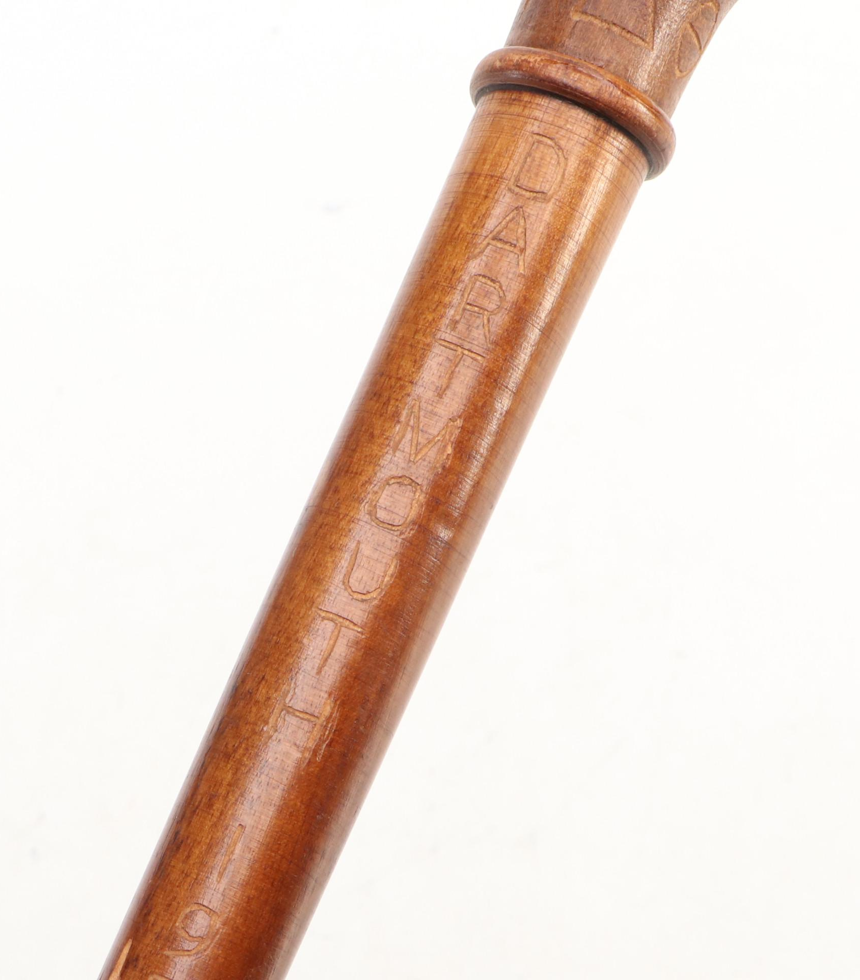 Carved Wooden Cane with Figural Handle