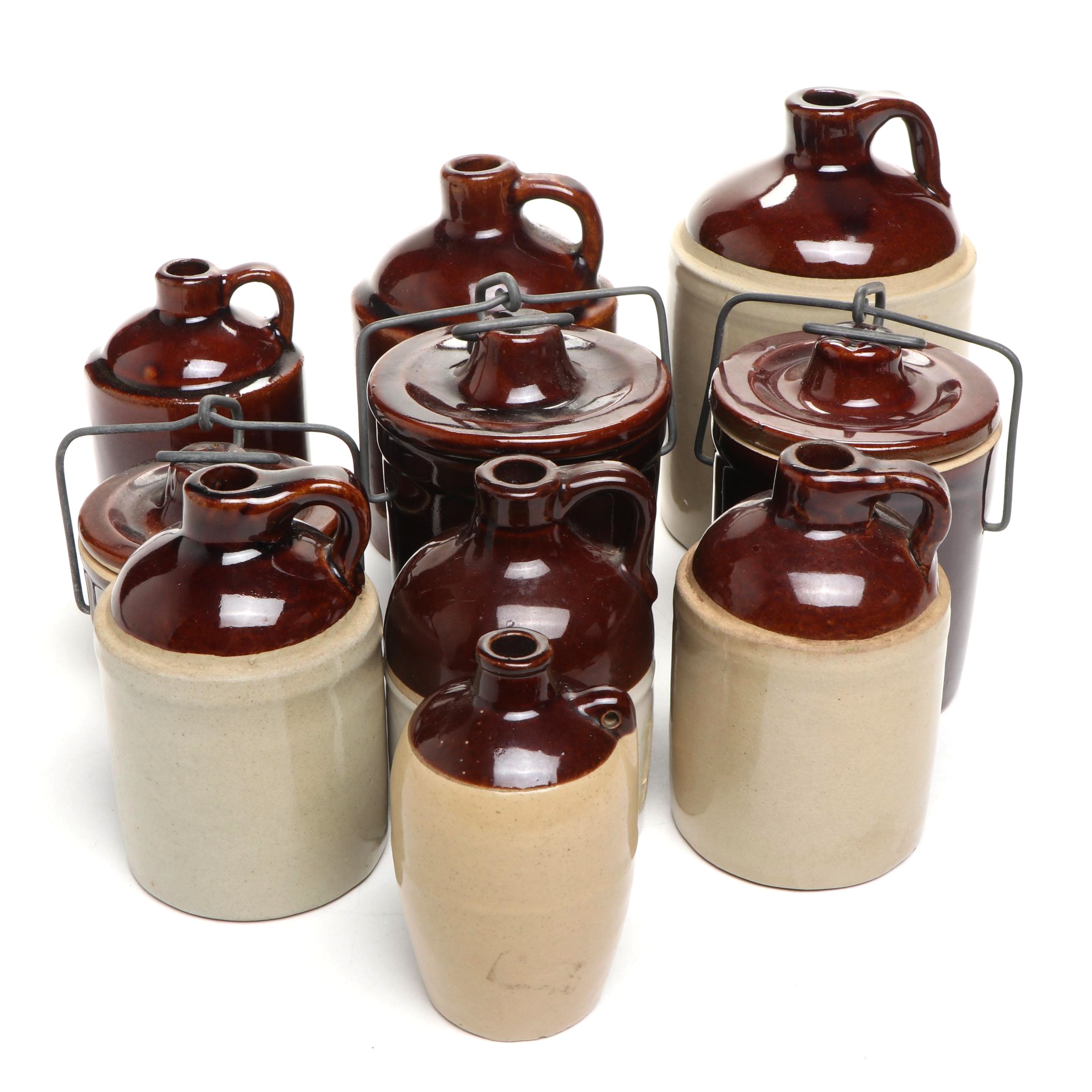 Miniature Stoneware Crock Jugs and Canisters