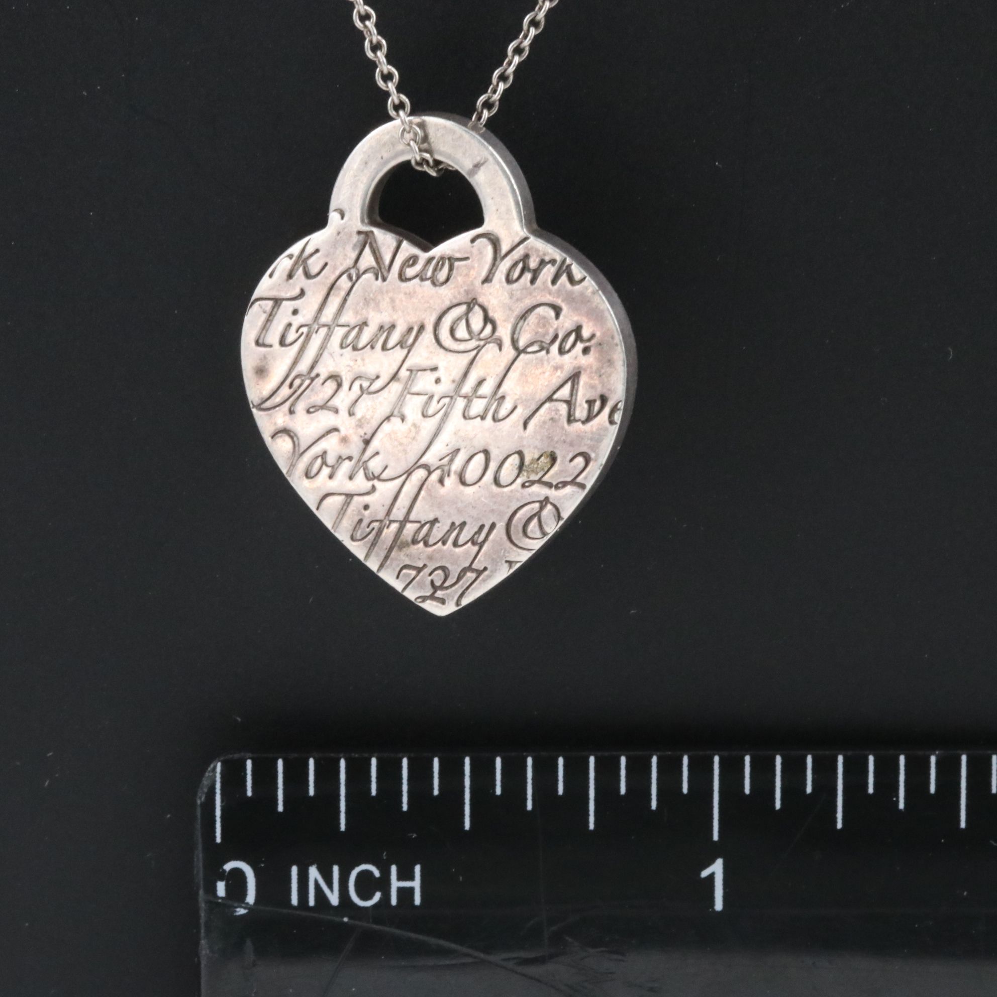 Tiffany & Co. Notes Sterling Heart Tag Pendant Necklace