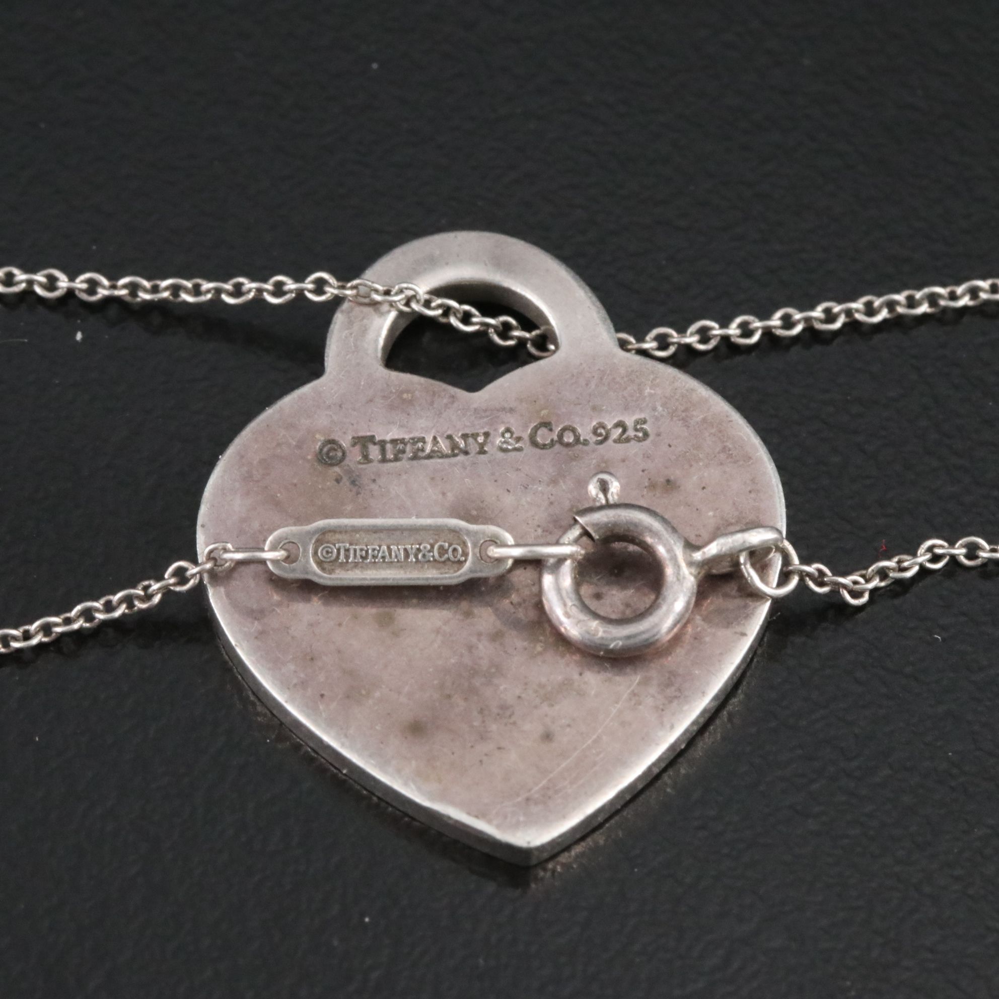 Tiffany & Co. Notes Sterling Heart Tag Pendant Necklace