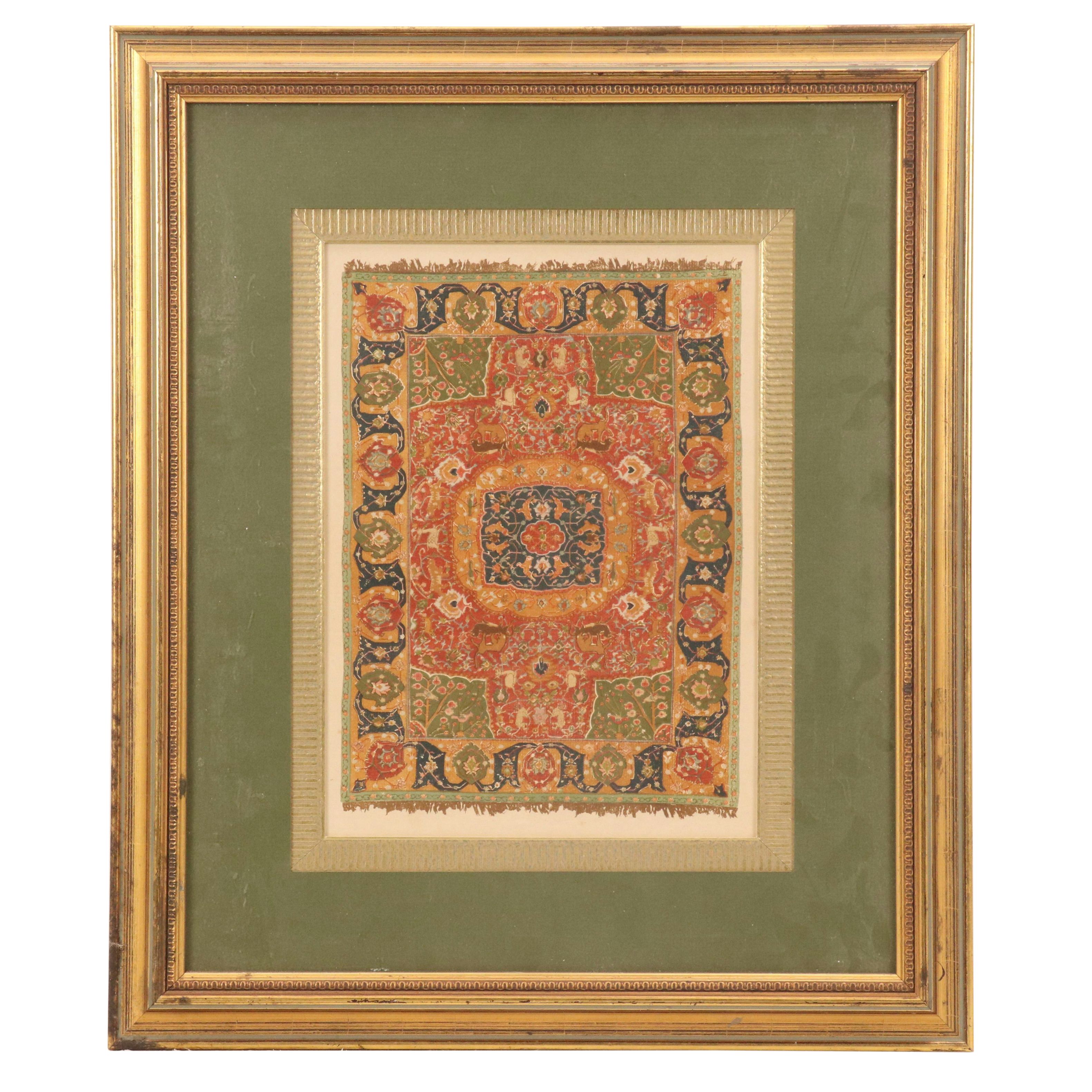 Chromolithograph of 17th Century Iranian Woven Carpet Fragment