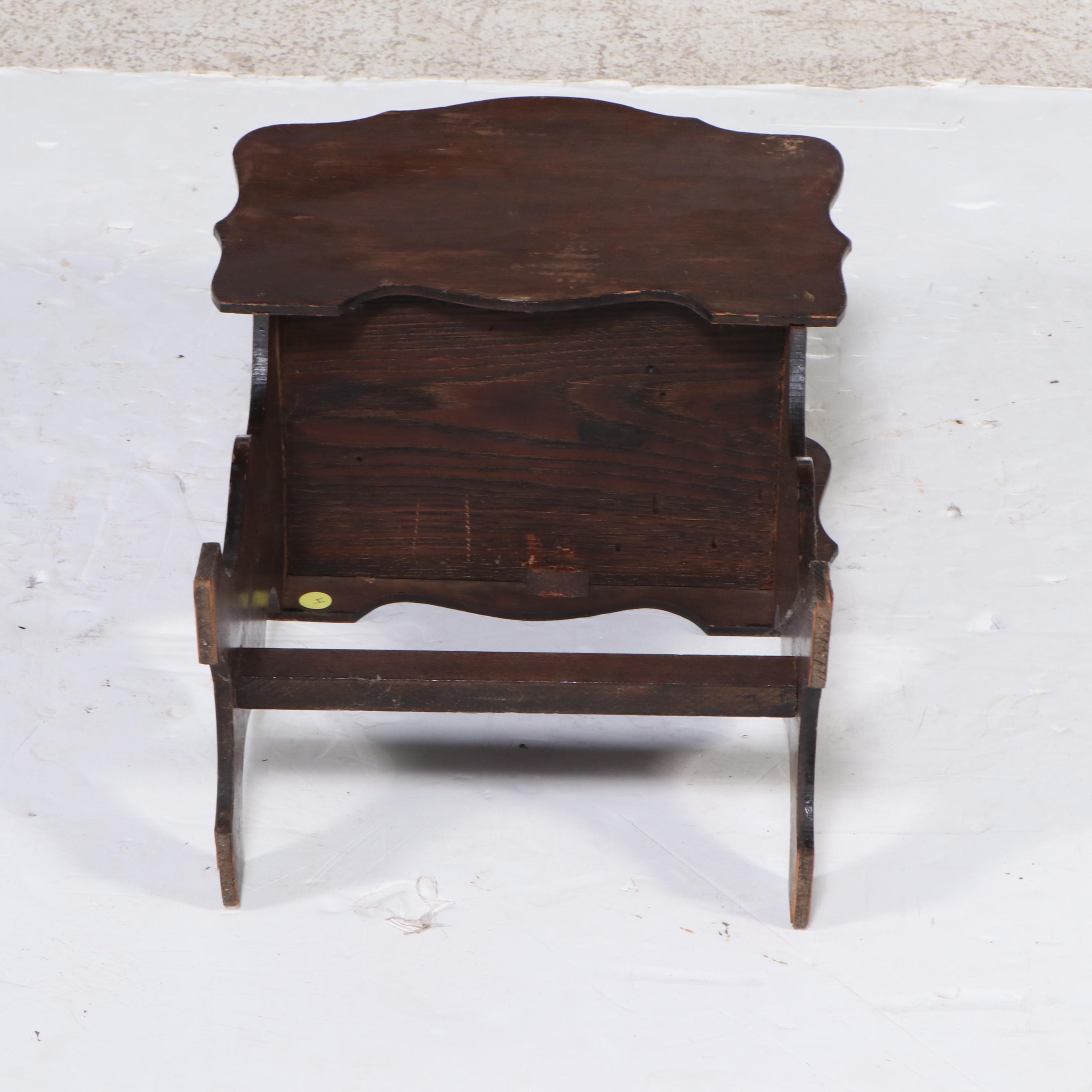 Victorian Oak with Burl Wood Accents Needle Point Side Chair with Magazine Rack