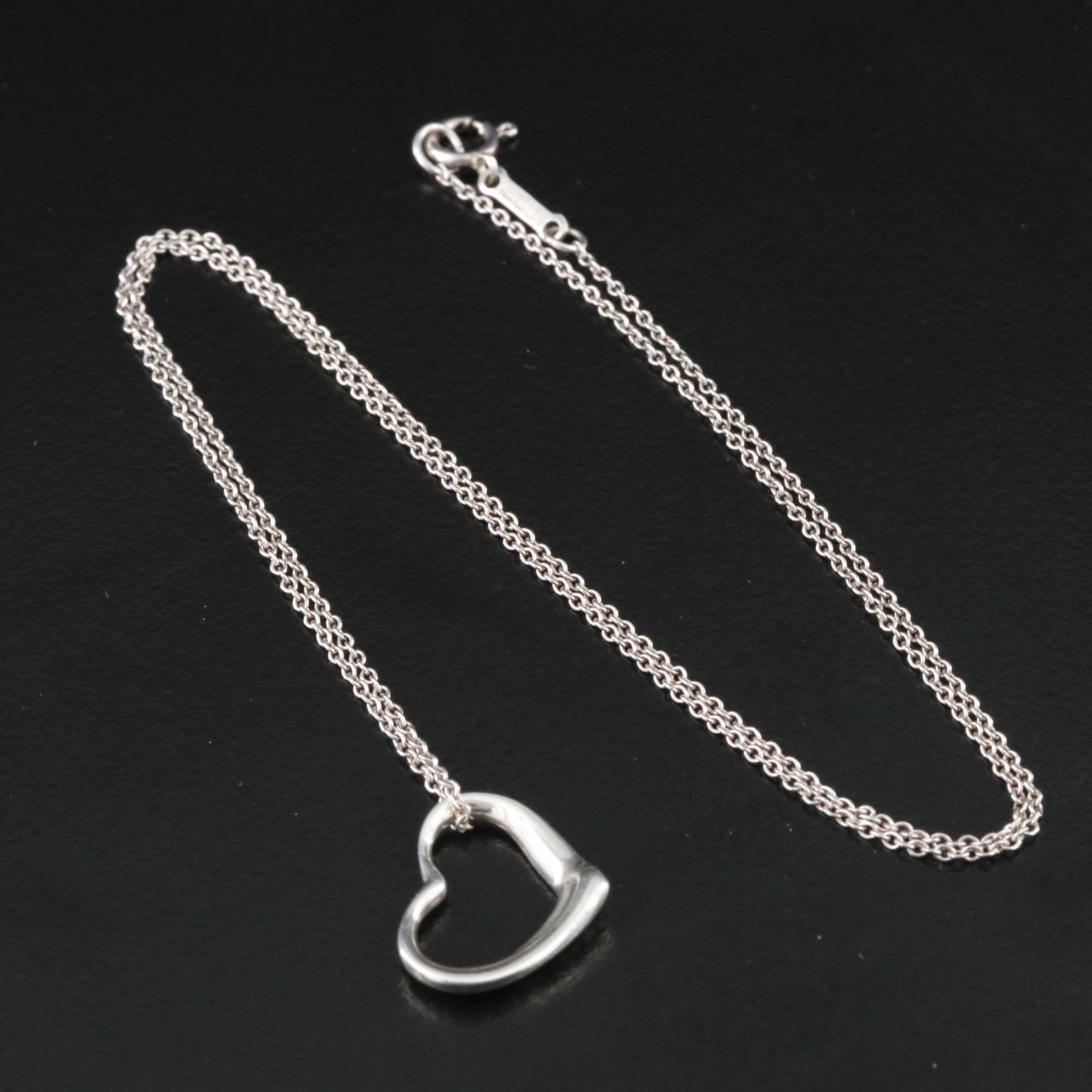 Elsa Peretti for Tiffany & Co. Open Heart Sterling Pendant Necklace