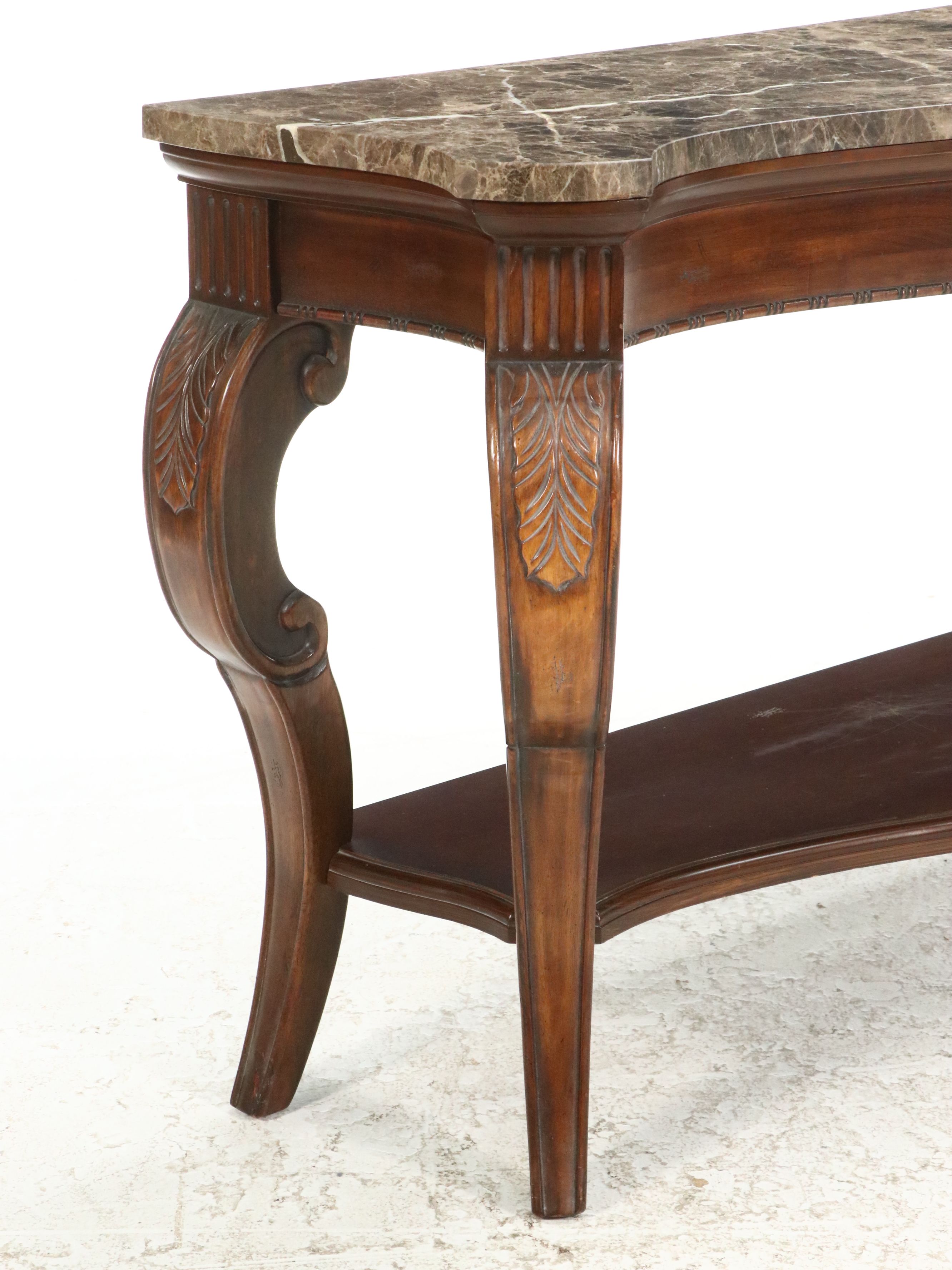 Mahogany Console Table with Marble Top