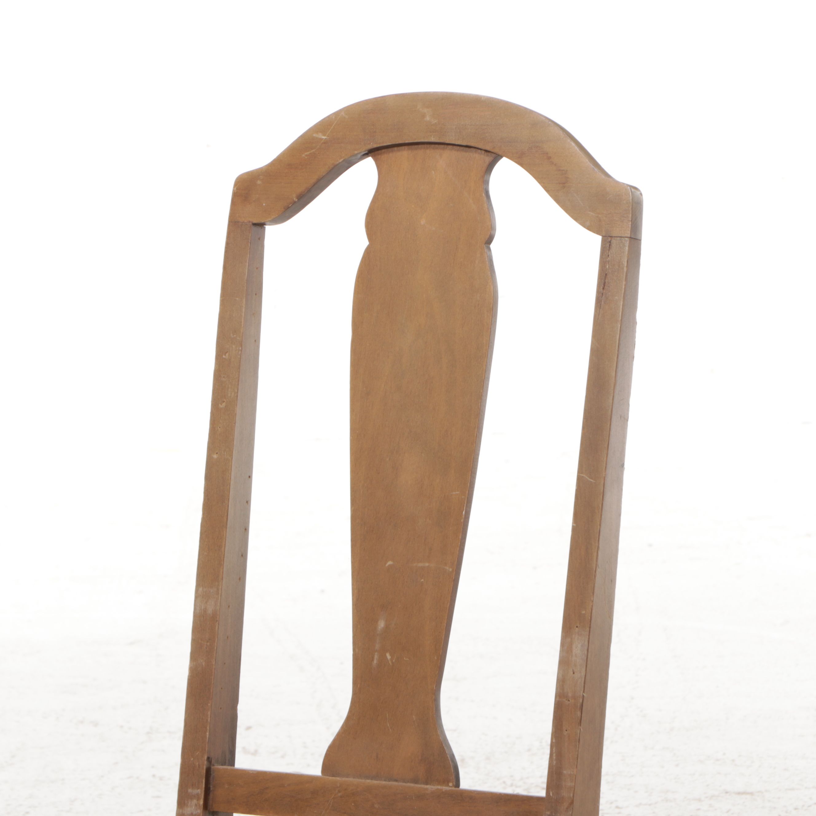 Queen Anne Style Walnut Side Chair with Rattan Seat