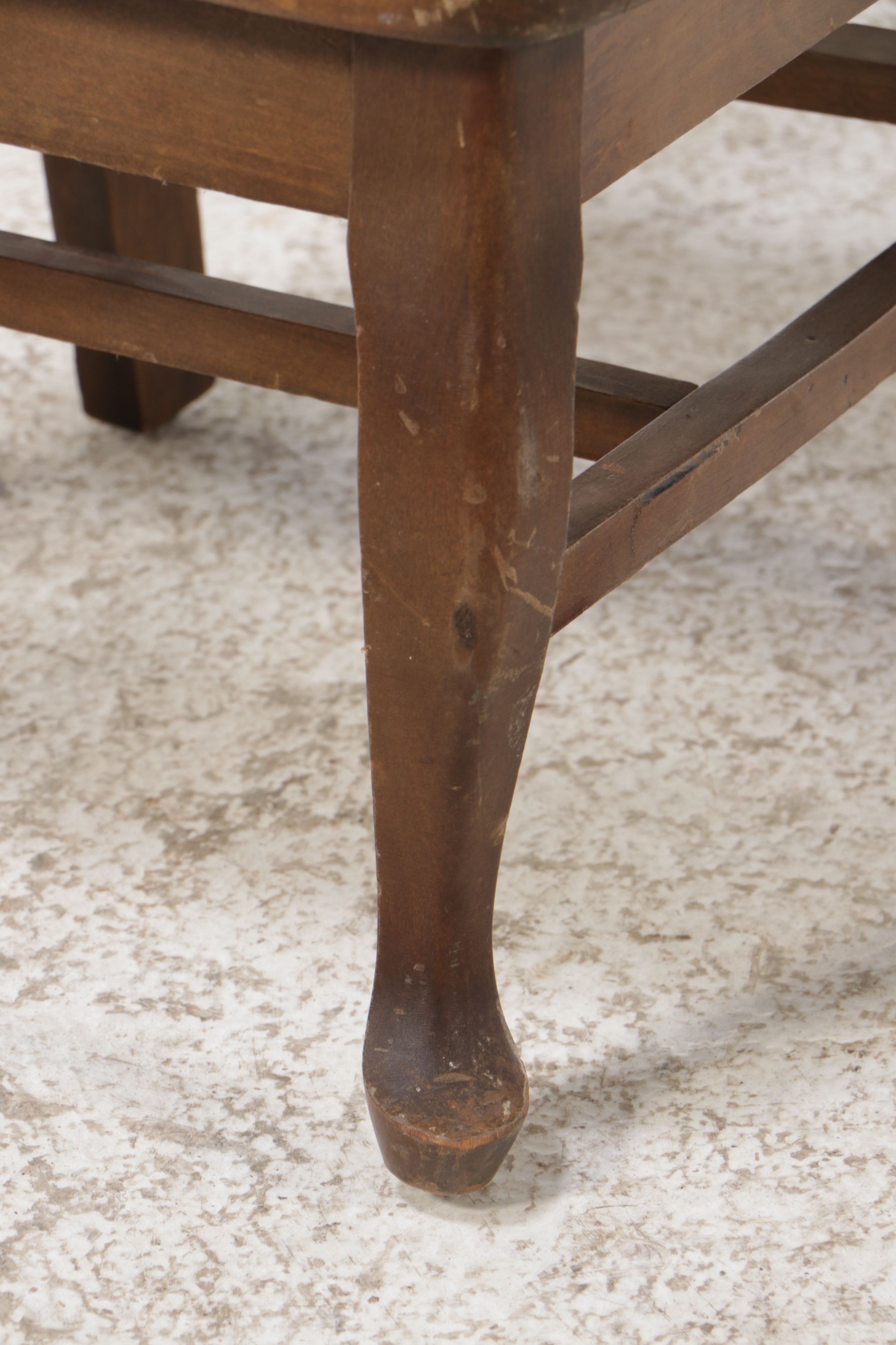 Queen Anne Style Walnut Side Chair with Rattan Seat