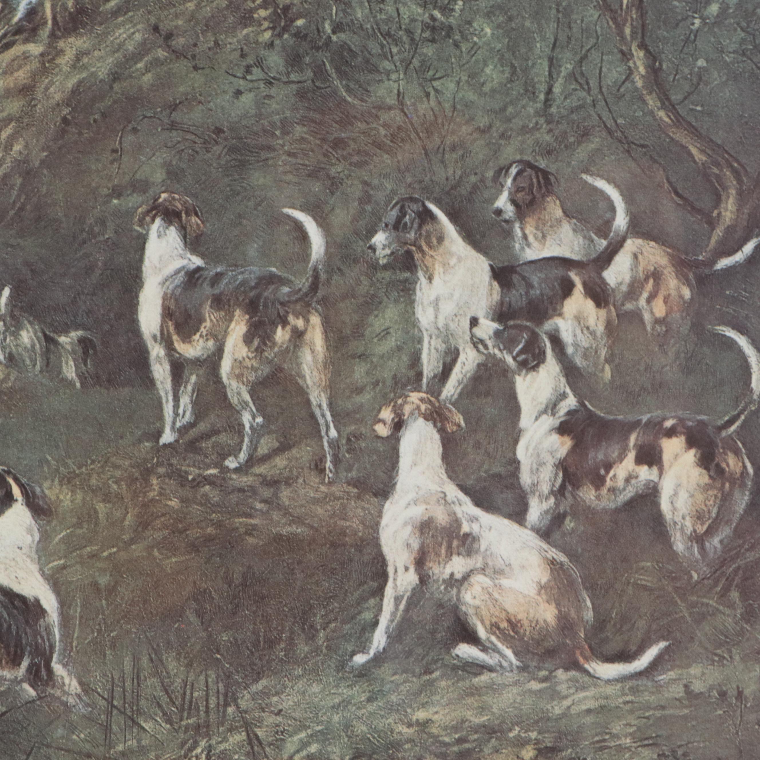 After Heywood Hardy Hunting Scene Offset Lithograph "Run to Earth"