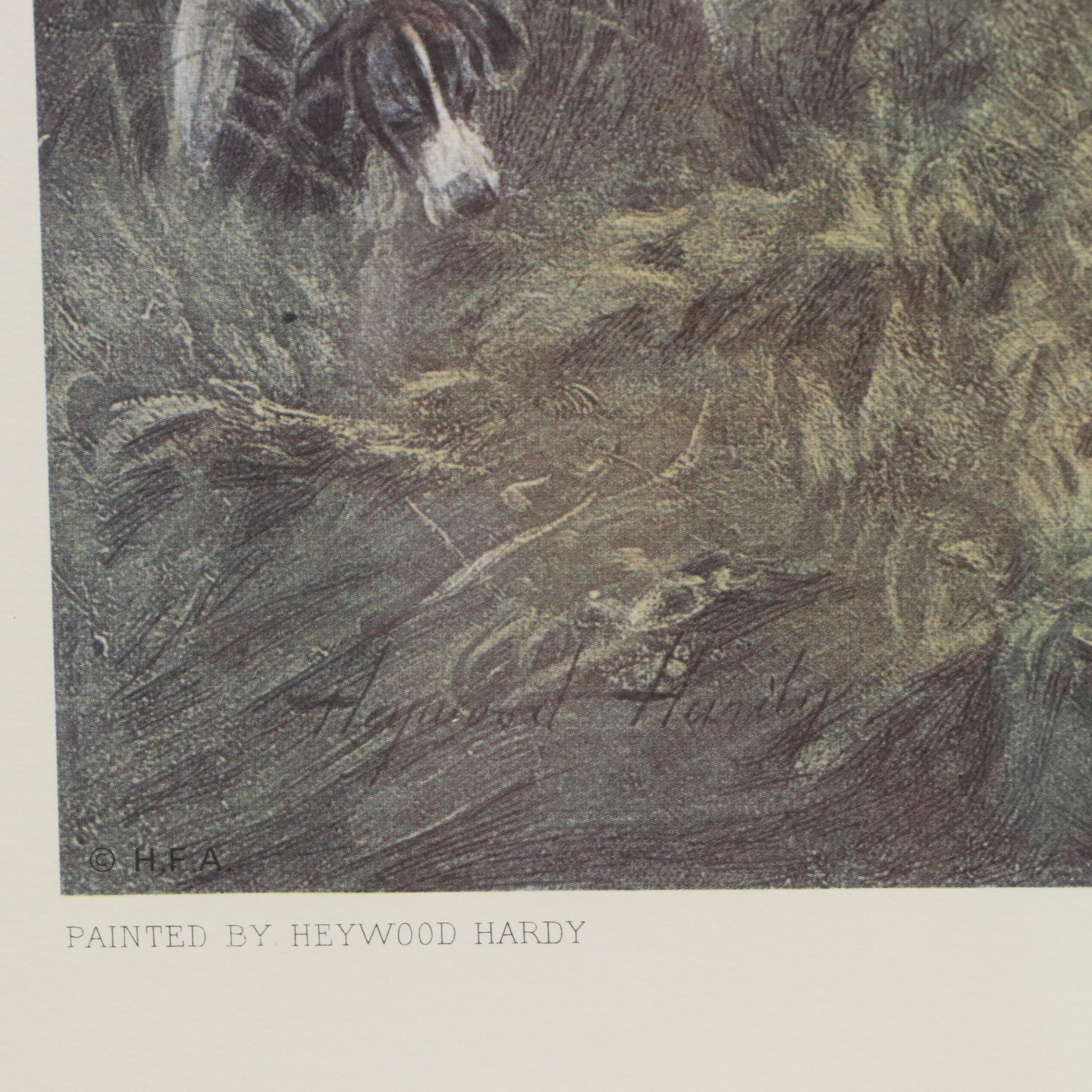 After Heywood Hardy Hunting Scene Offset Lithograph "Run to Earth"