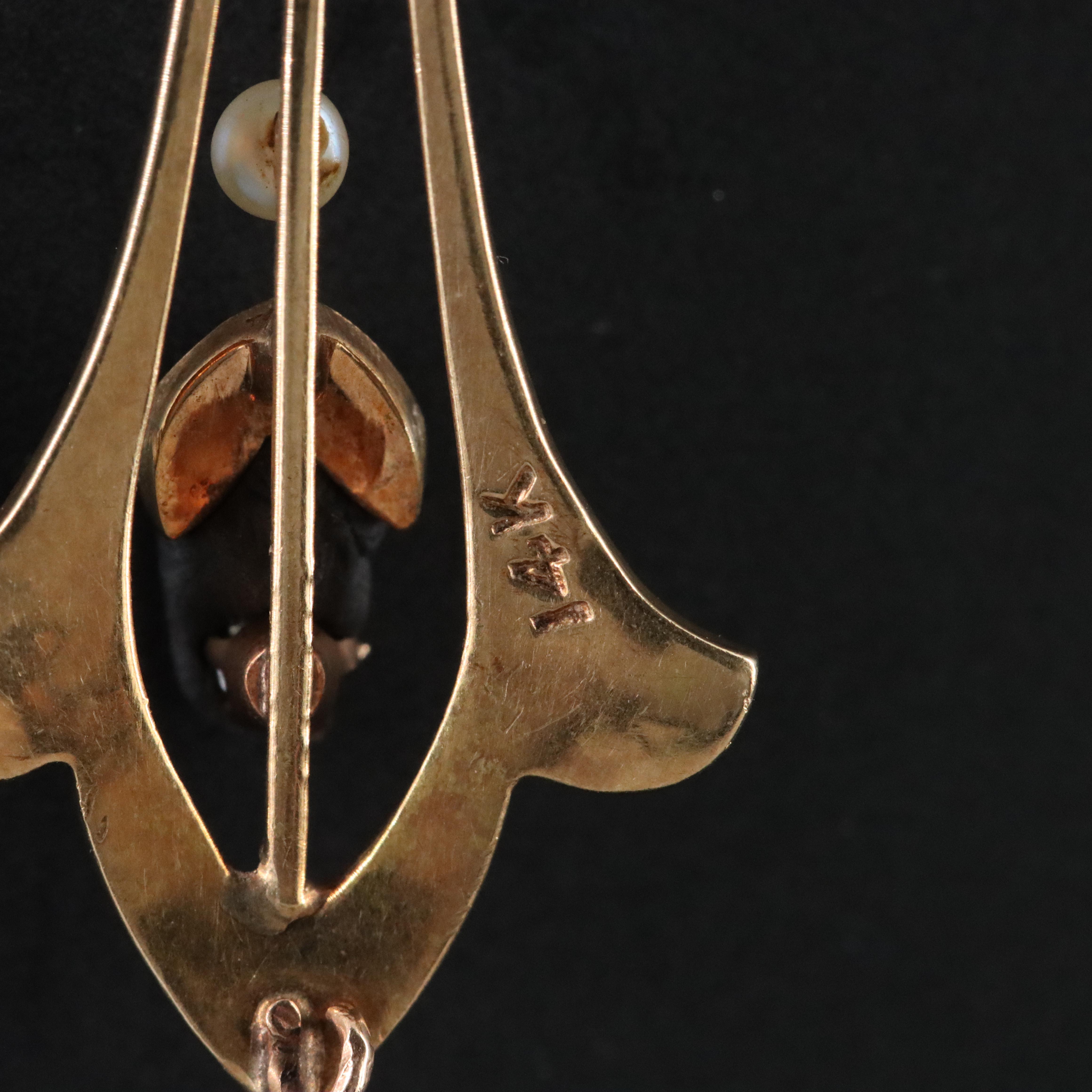 Vintage 14K 0.03 CT Diamond and Seed Pearl Pendant