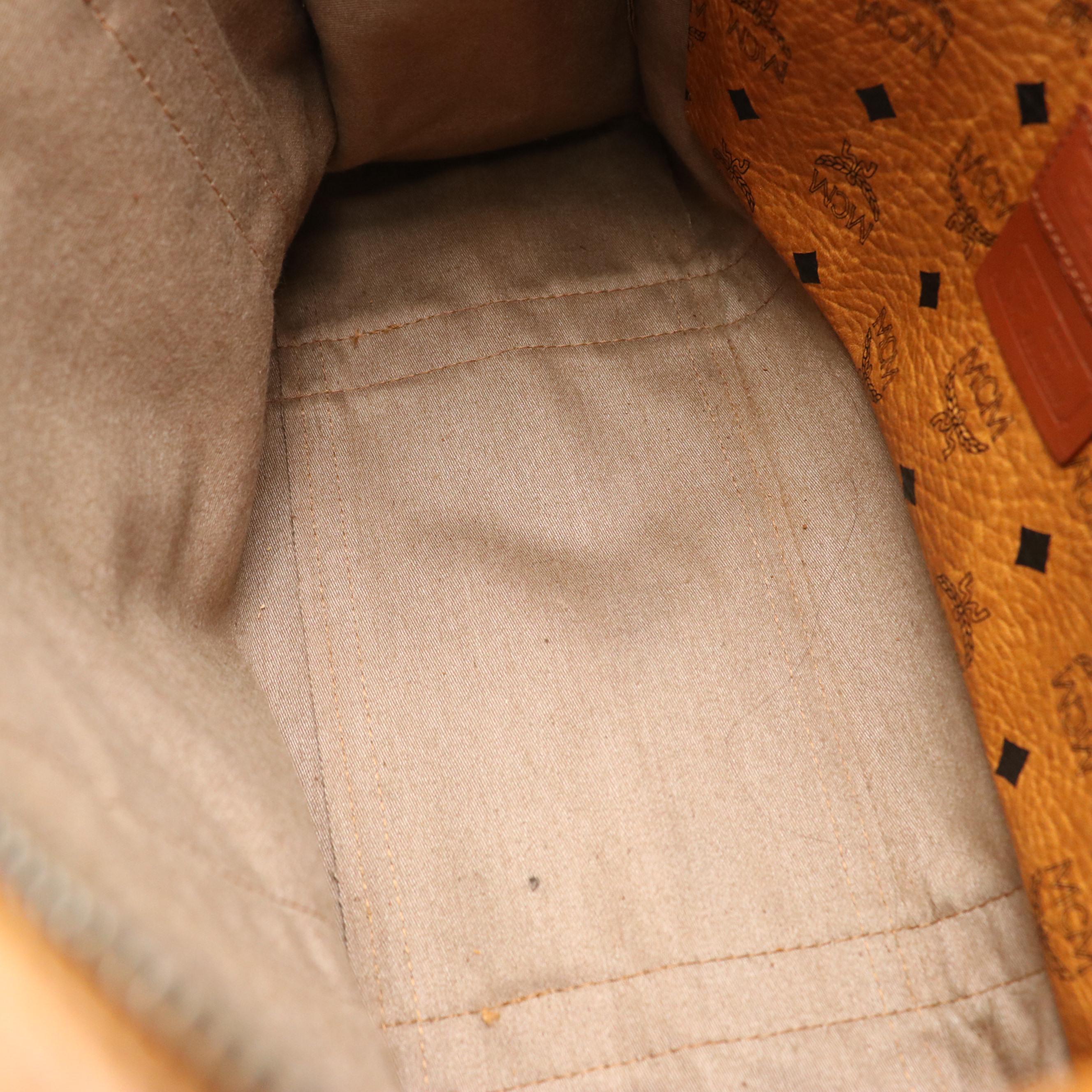 MCM Zippered Shoulder Bag in Cognac Visetos Coated Canvas