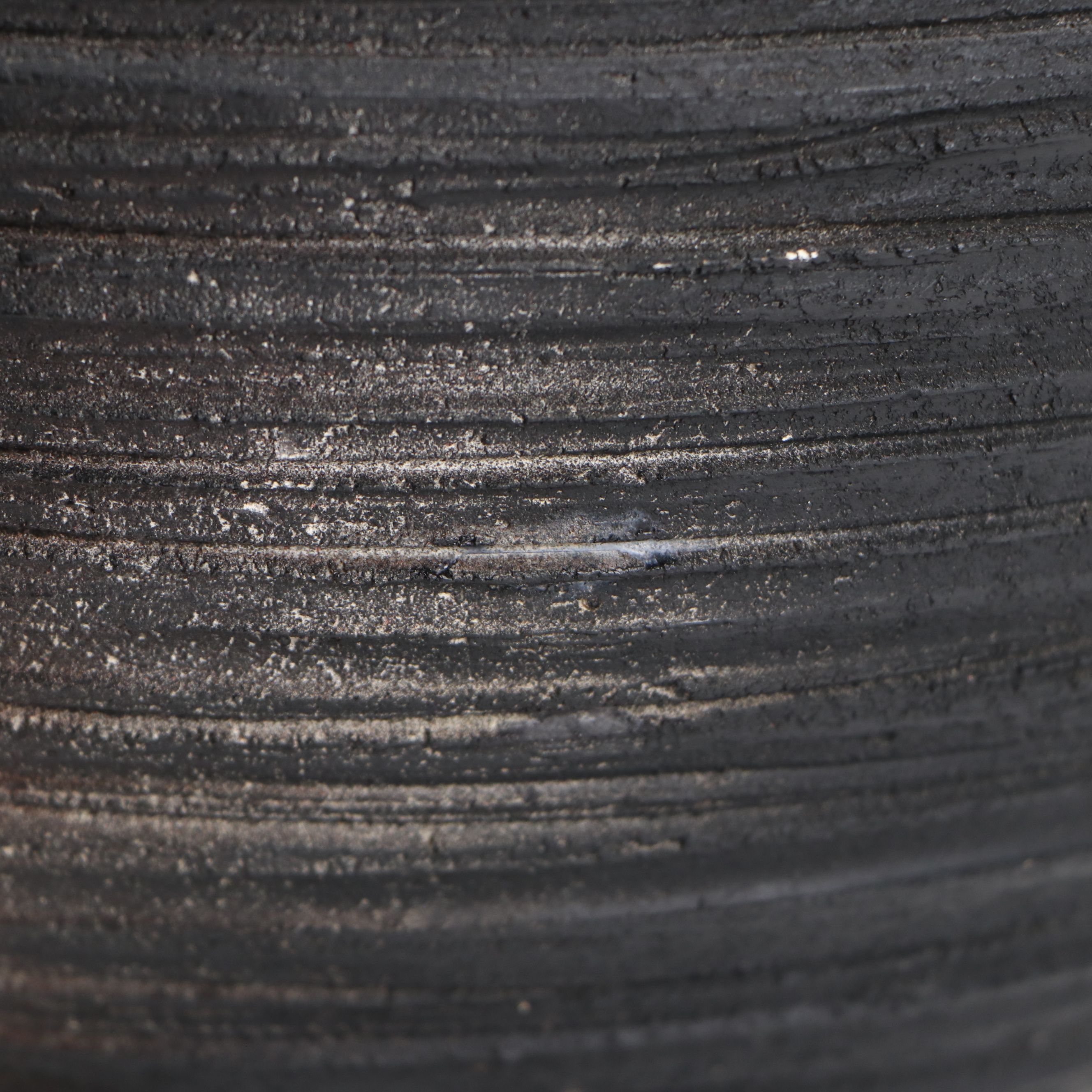 Contemporary Ribbed Art Pottery Orb-Shaped Bottle Vase