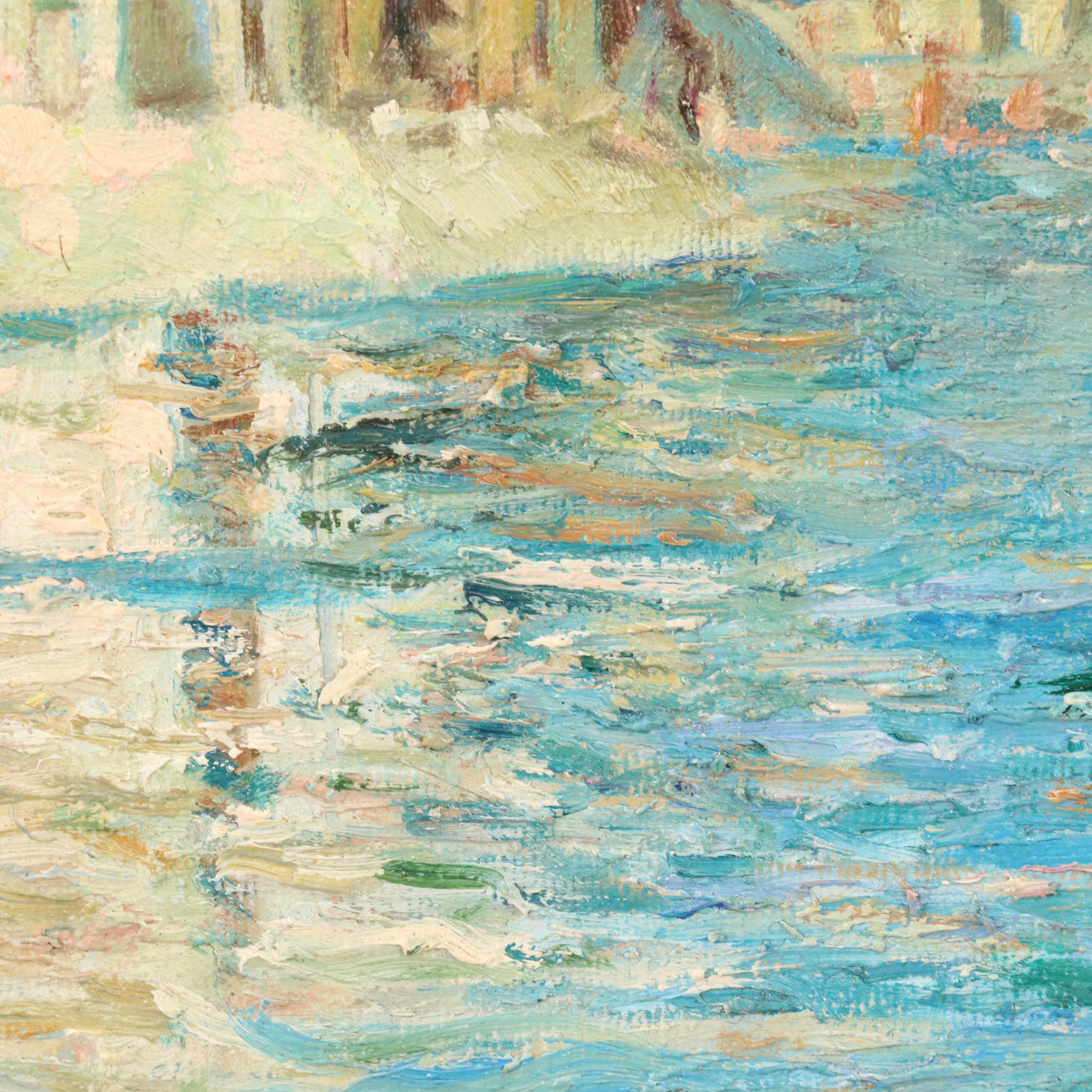 Venetian Canal Oil Painting Depicting Basilica of Santa Maria della Salute