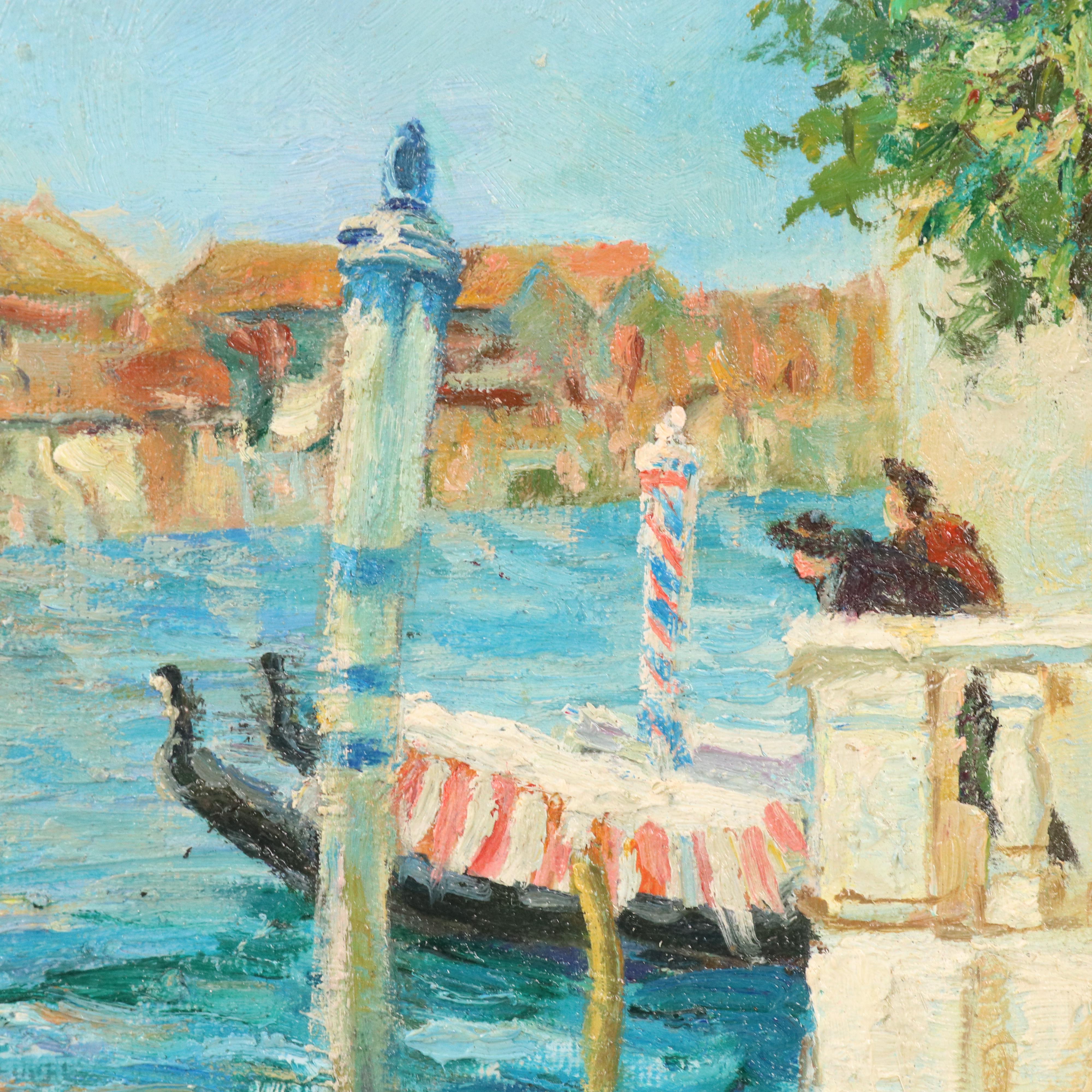 Venetian Canal Oil Painting Depicting Basilica of Santa Maria della Salute