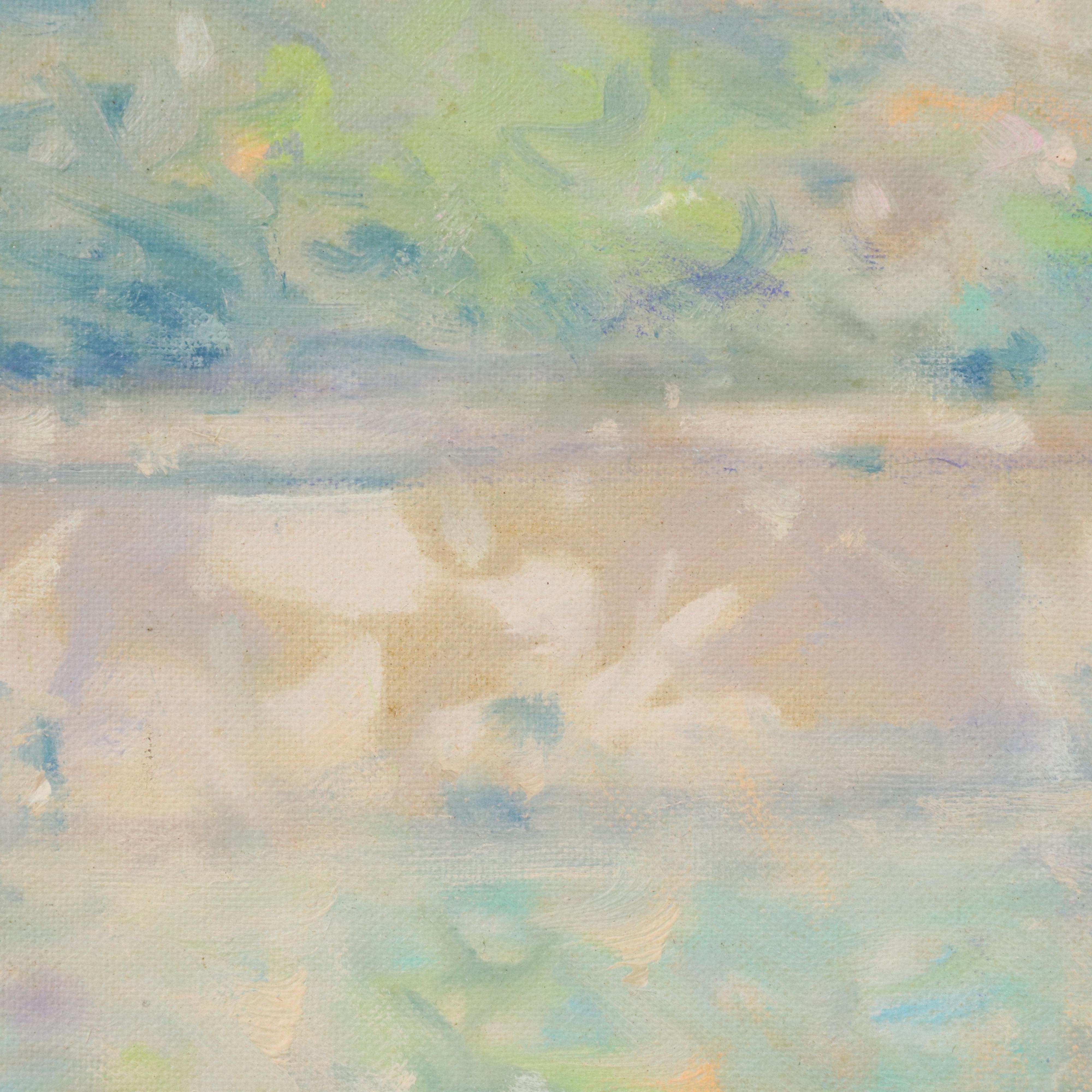 Impressionist Style River Landscape Oil Painting, Mid to Late 20th Century