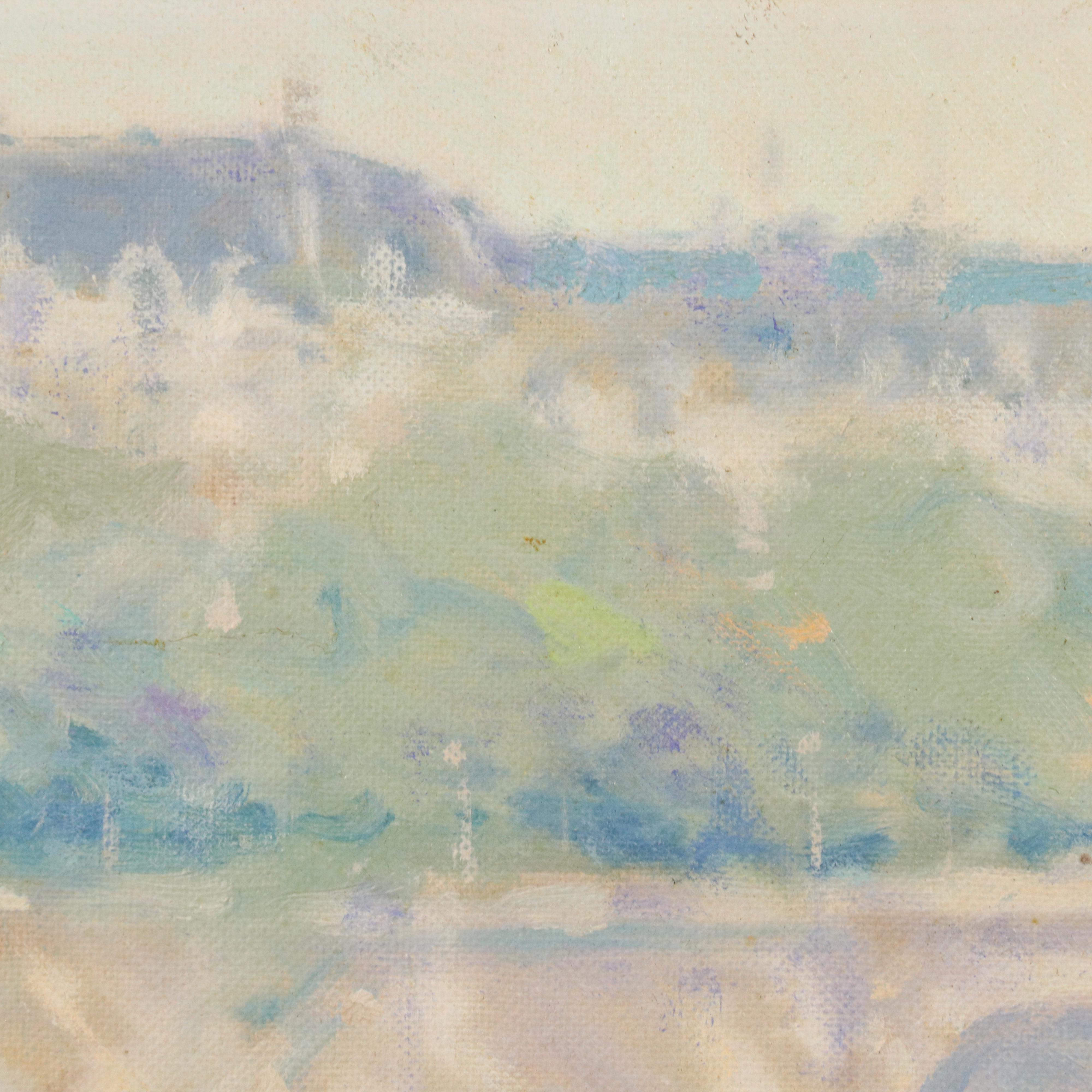 Impressionist Style River Landscape Oil Painting, Mid to Late 20th Century