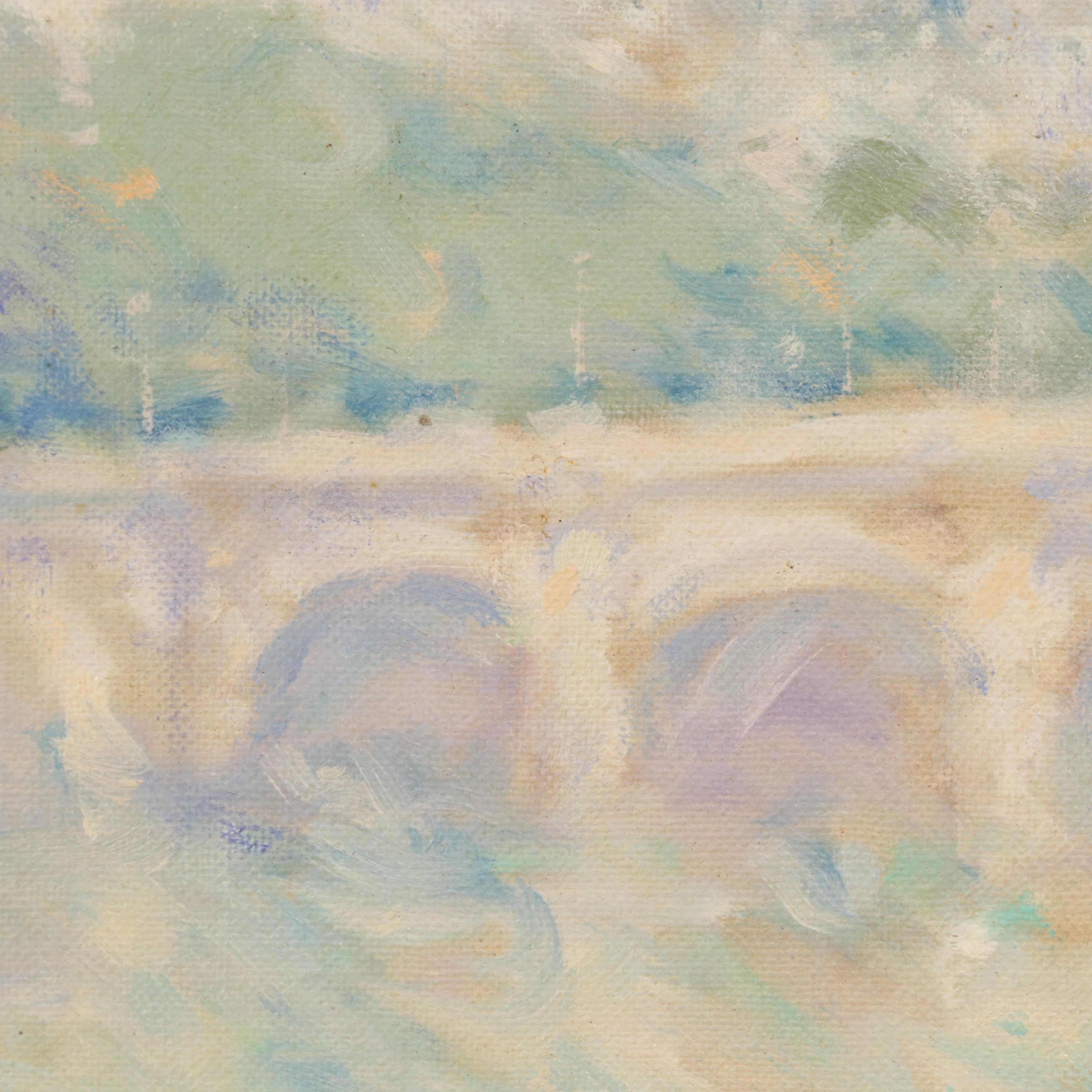 Impressionist Style River Landscape Oil Painting, Mid to Late 20th Century