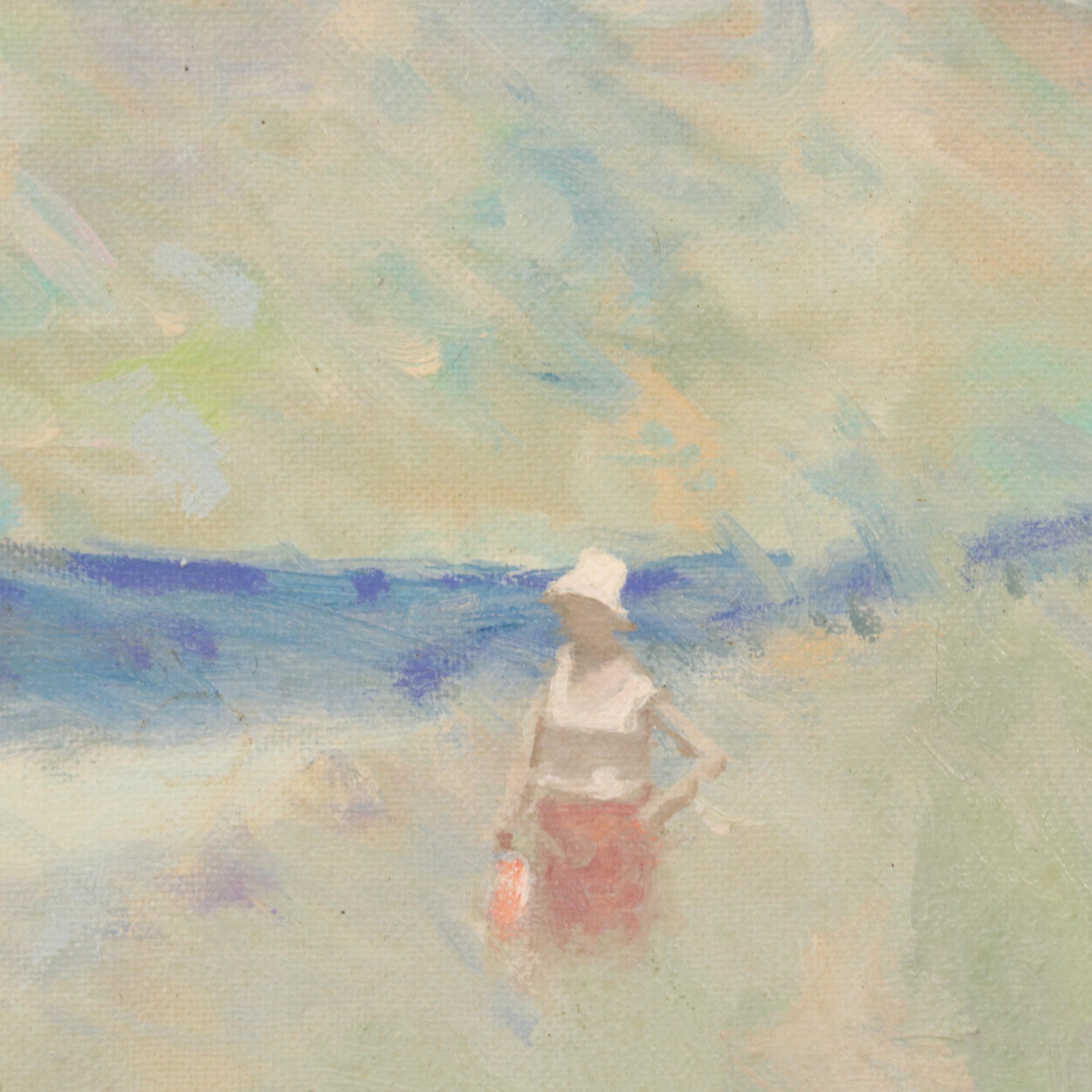 Impressionist Style River Landscape Oil Painting, Mid to Late 20th Century