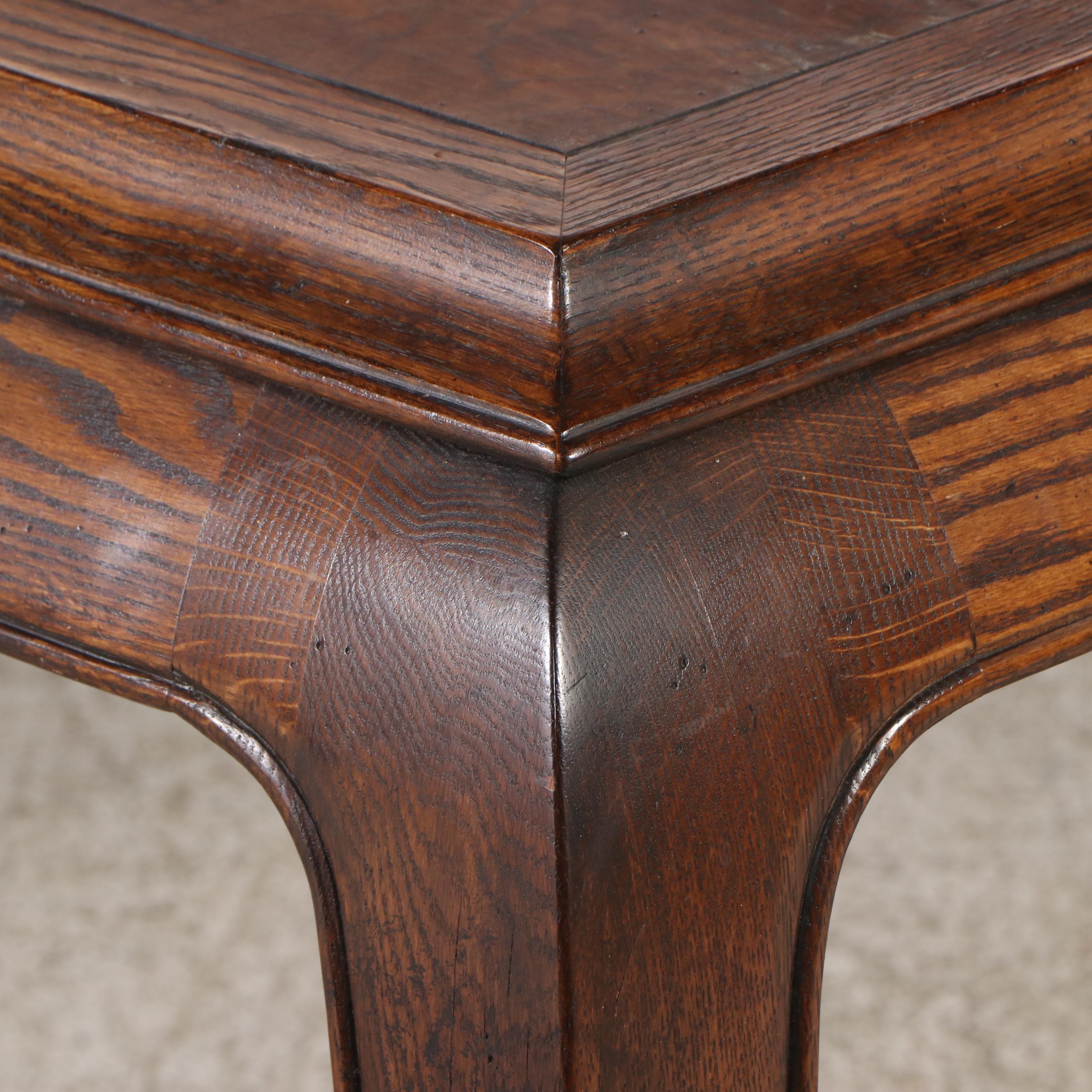 Chinese Style Oak and Burl Wood Console Table