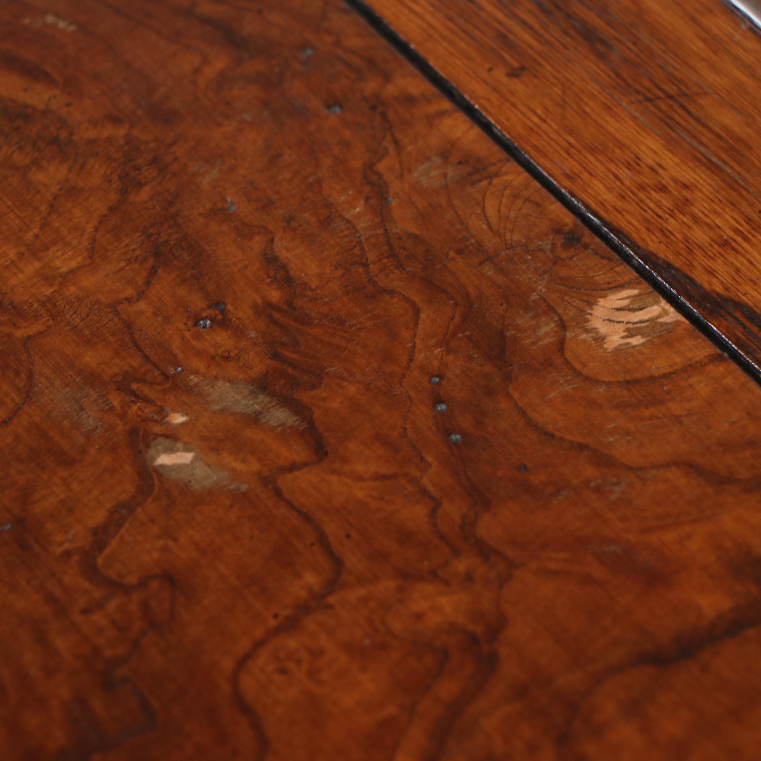 Chinese Style Oak and Burl Wood Console Table