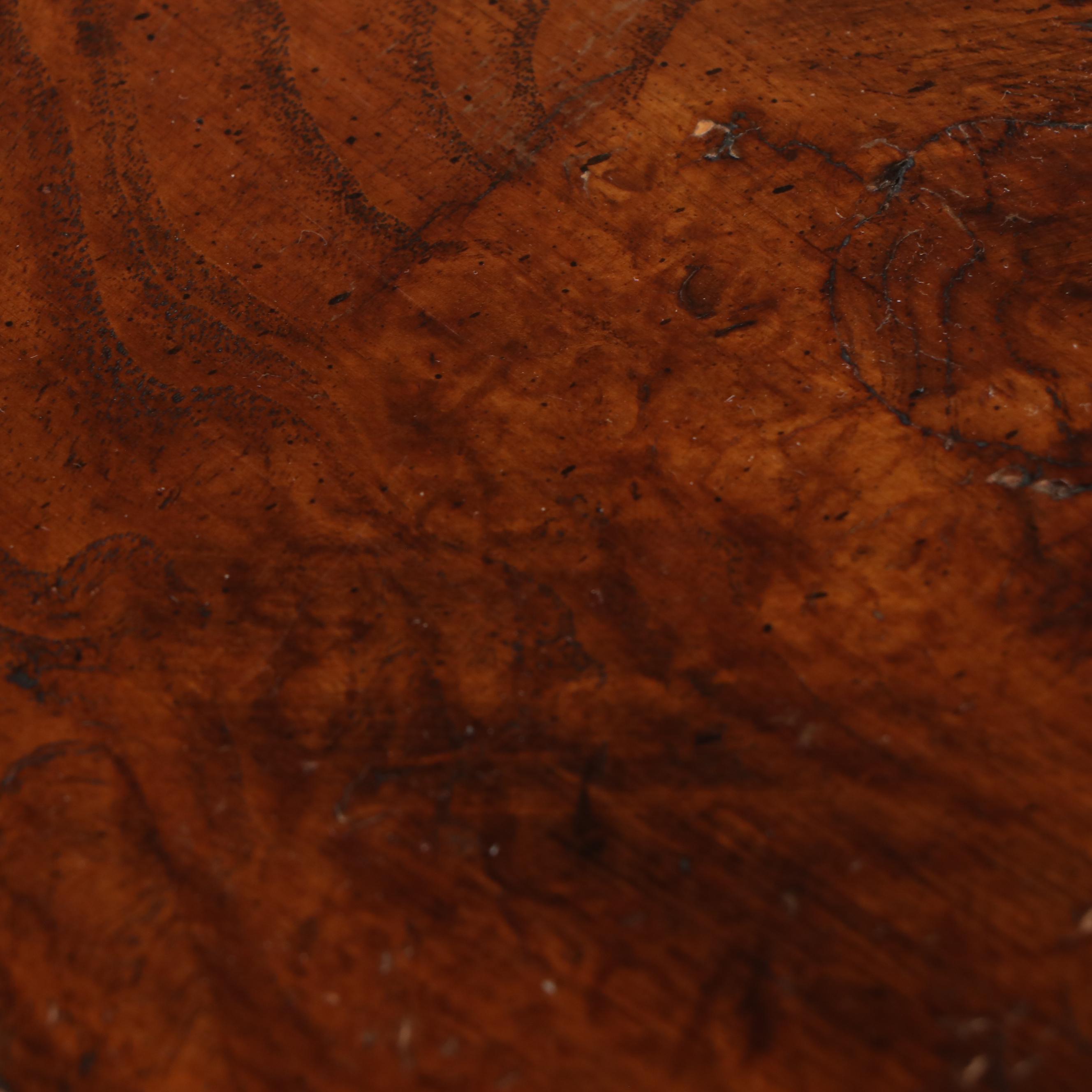 Chinese Style Oak and Burl Wood Console Table