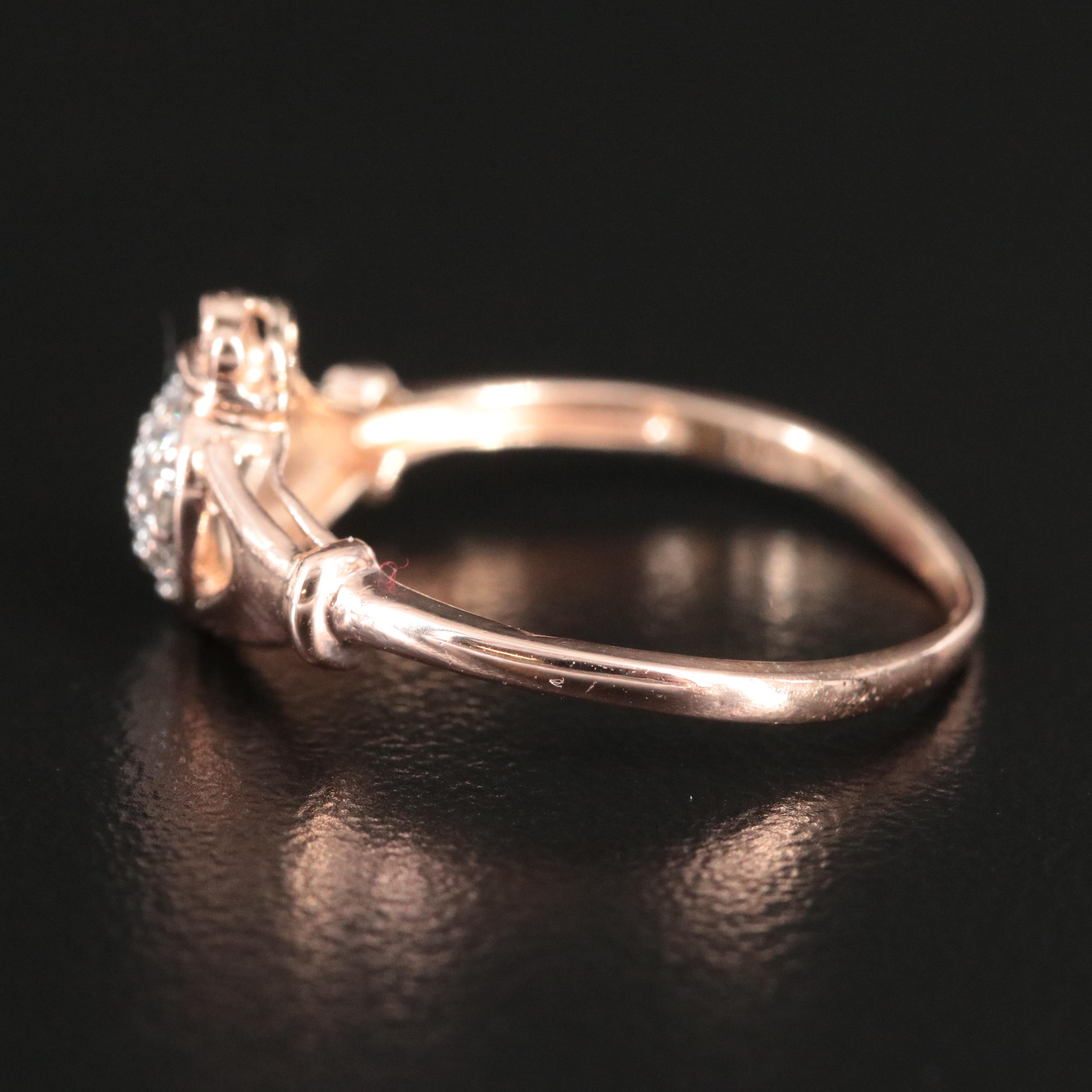 10K Rose Gold 0.12 CTW Diamond Claddagh Ring