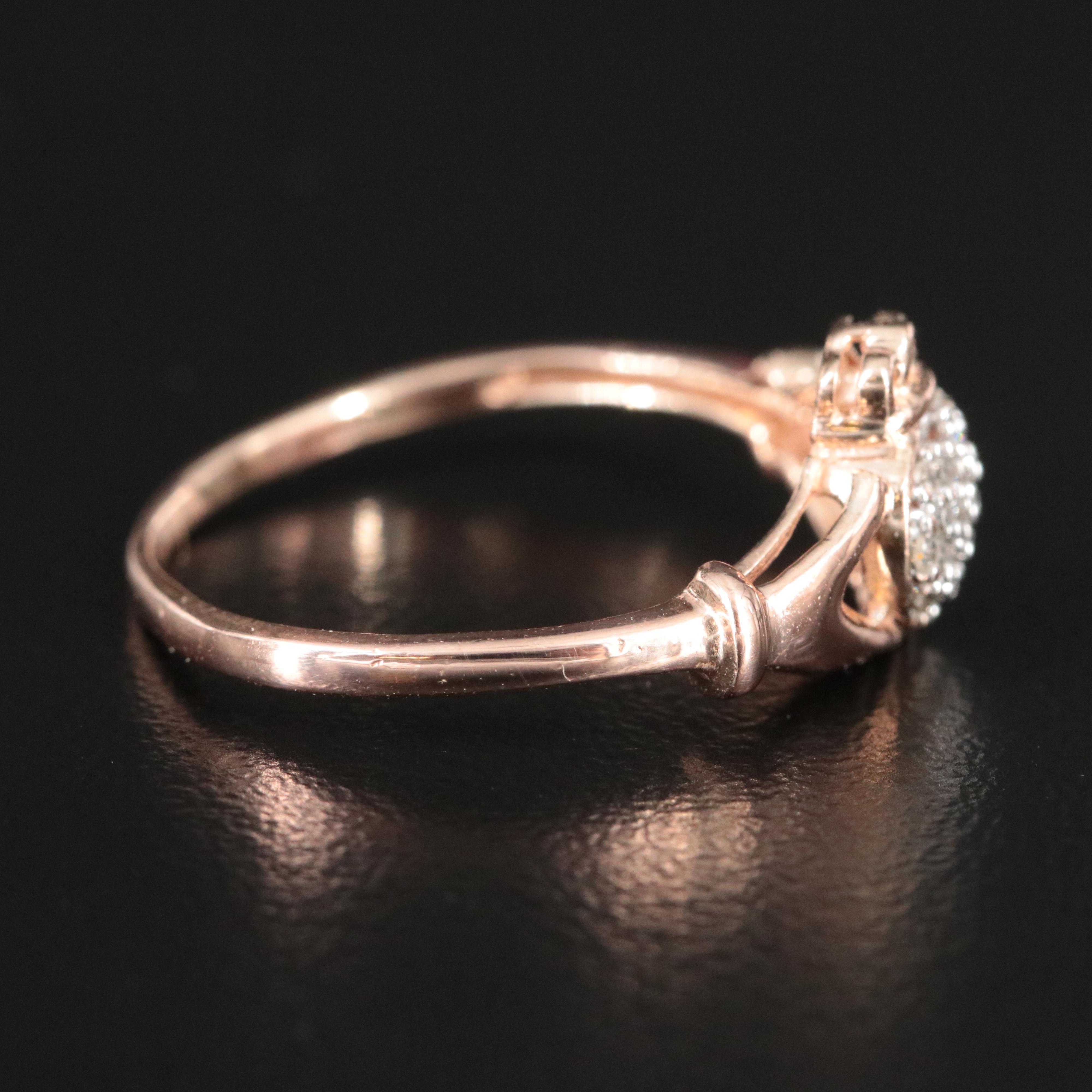 10K Rose Gold 0.12 CTW Diamond Claddagh Ring