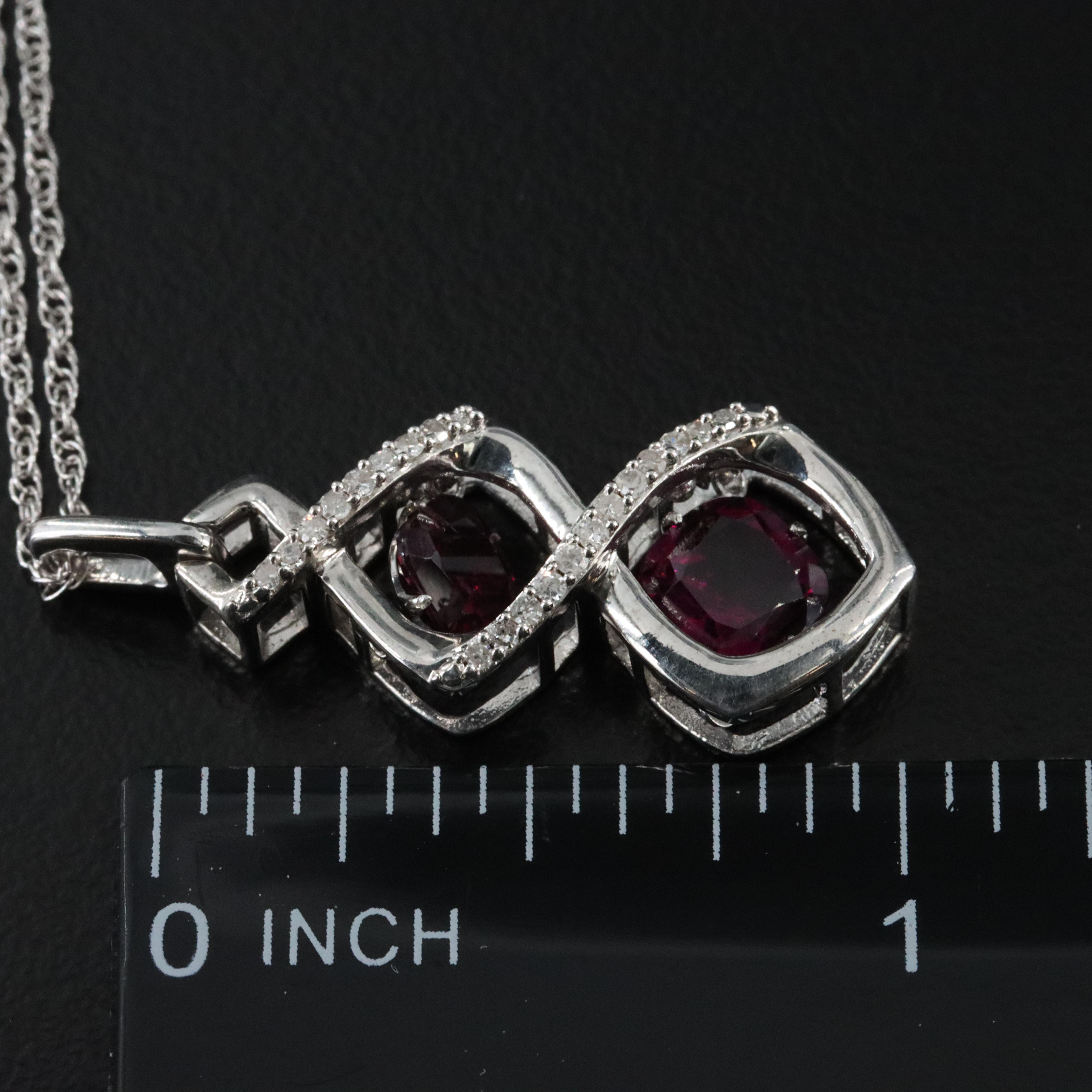 Sterling Garnet and Diamond Double Trembler Necklace