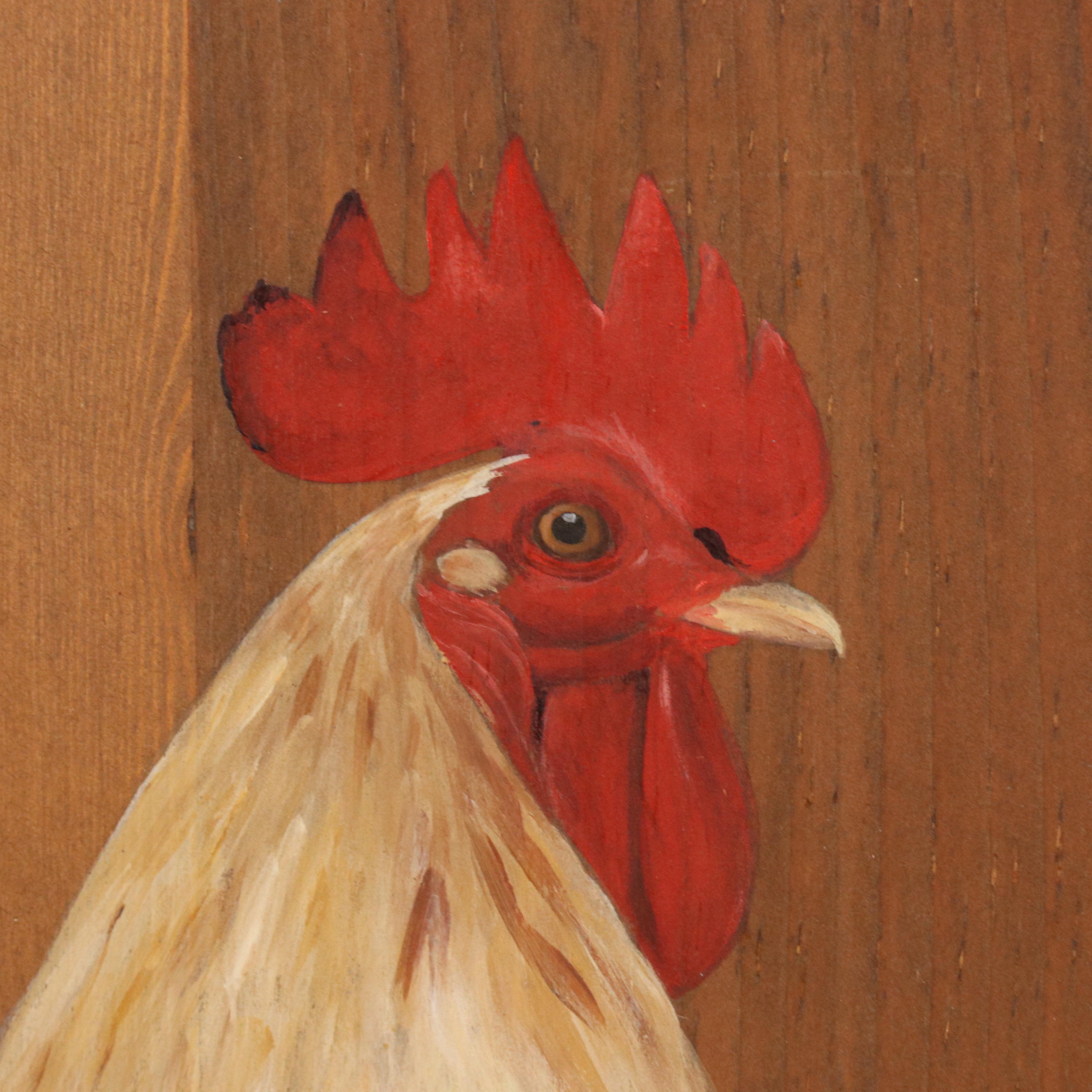 M. A. Chaygne and Dupuy Folk Art Rooster Oil Painting