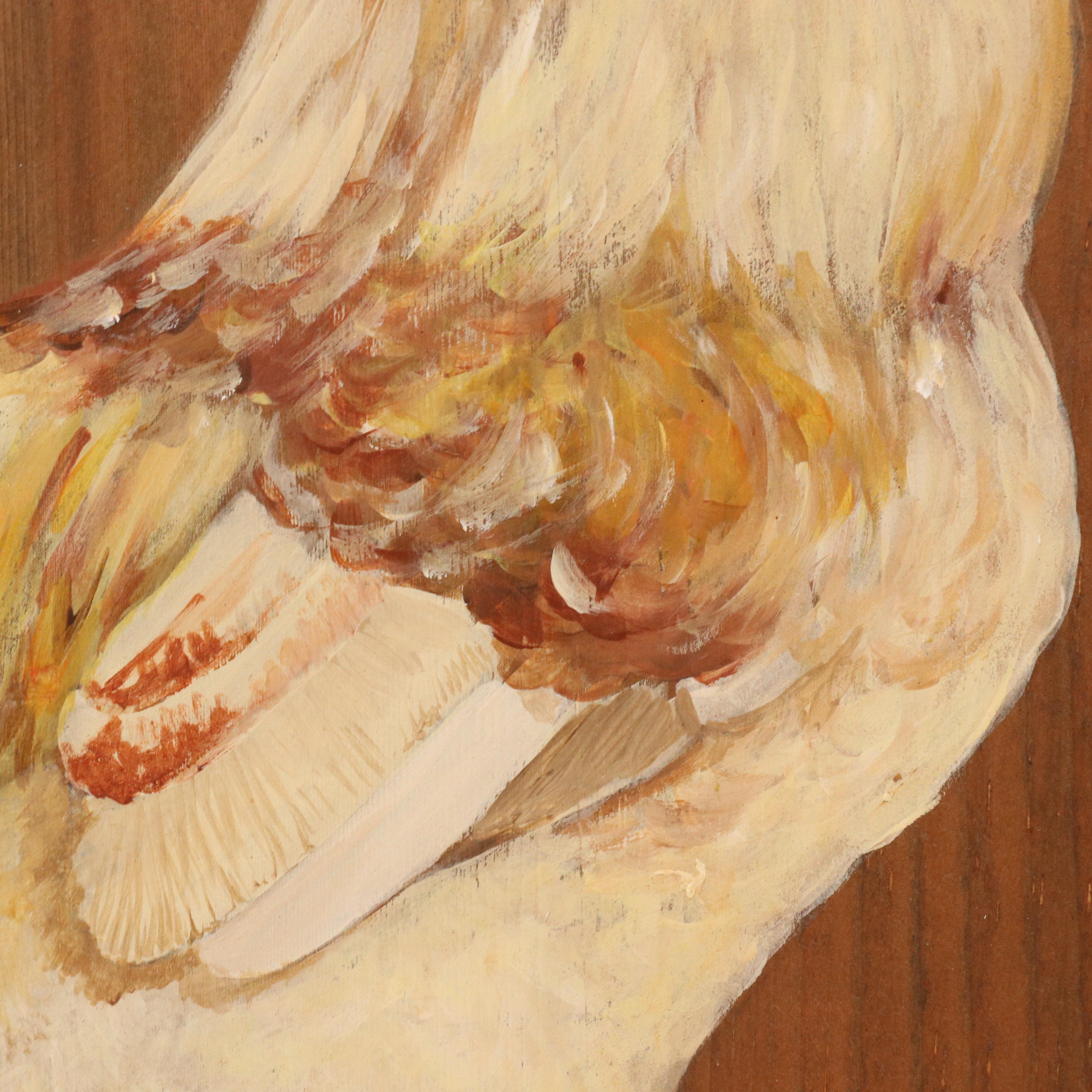 M. A. Chaygne and Dupuy Folk Art Rooster Oil Painting