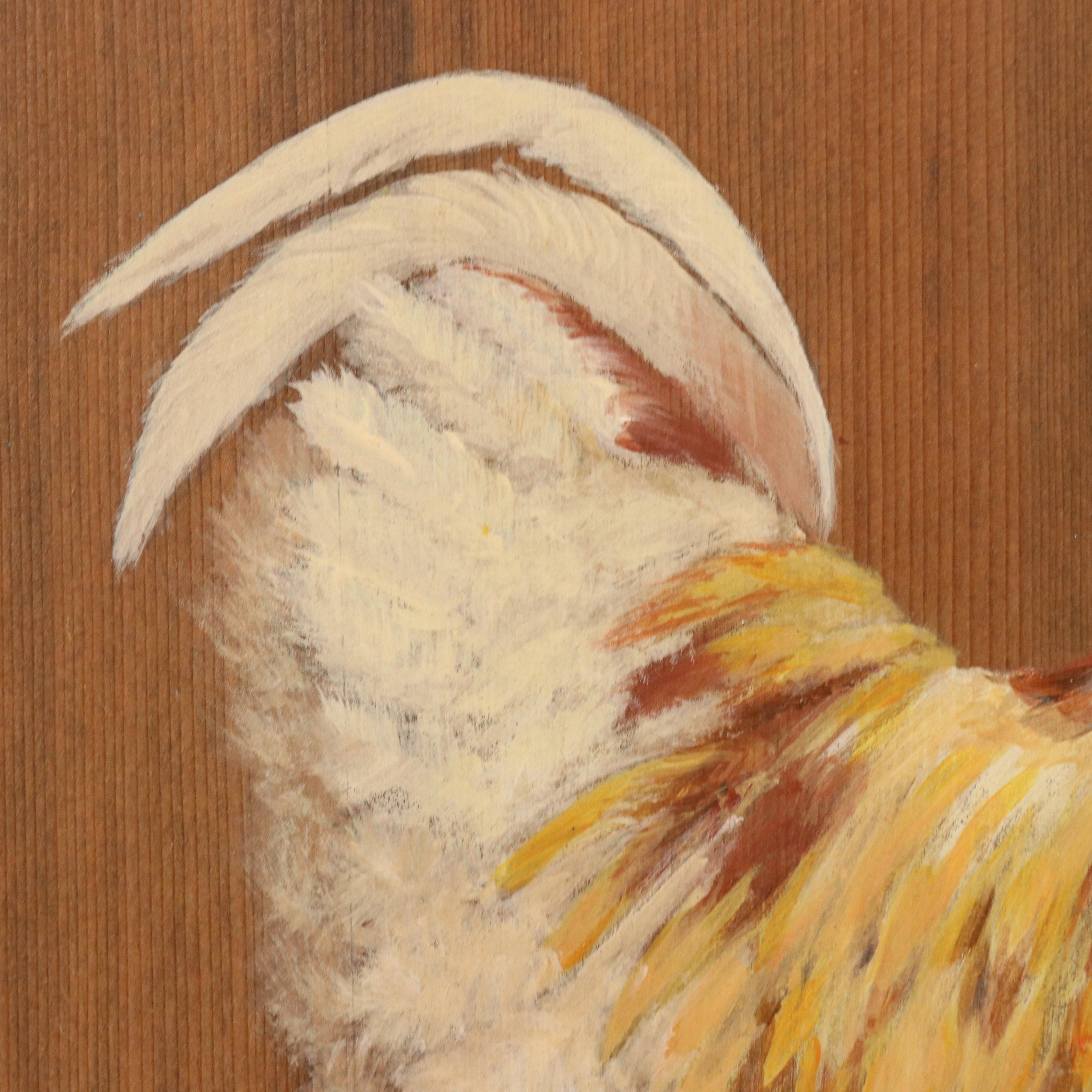 M. A. Chaygne and Dupuy Folk Art Rooster Oil Painting