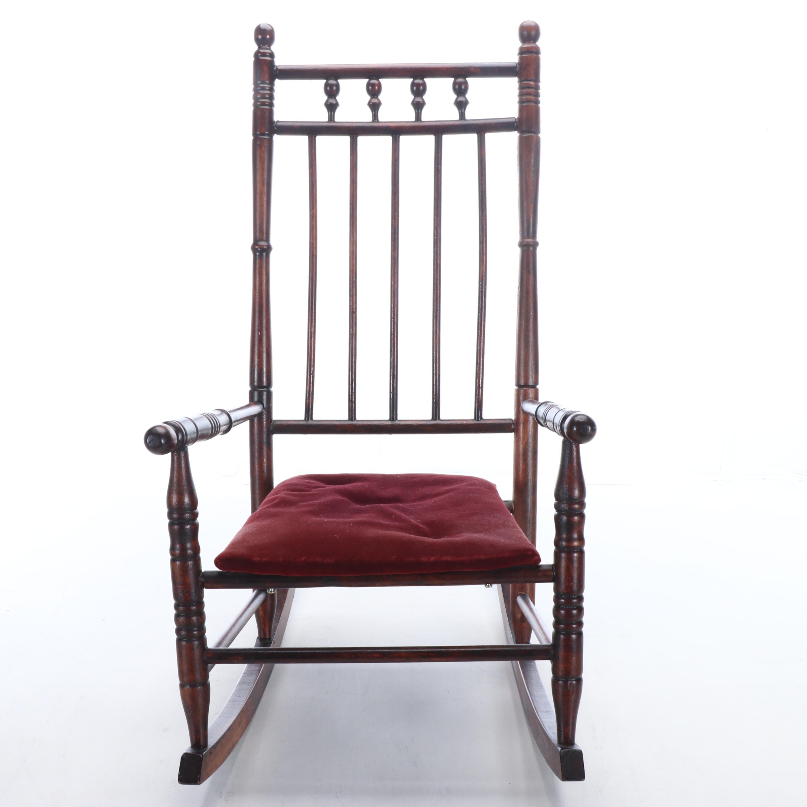 Late Victorian Child's Rocking Chair with Folk Art Style Dolls