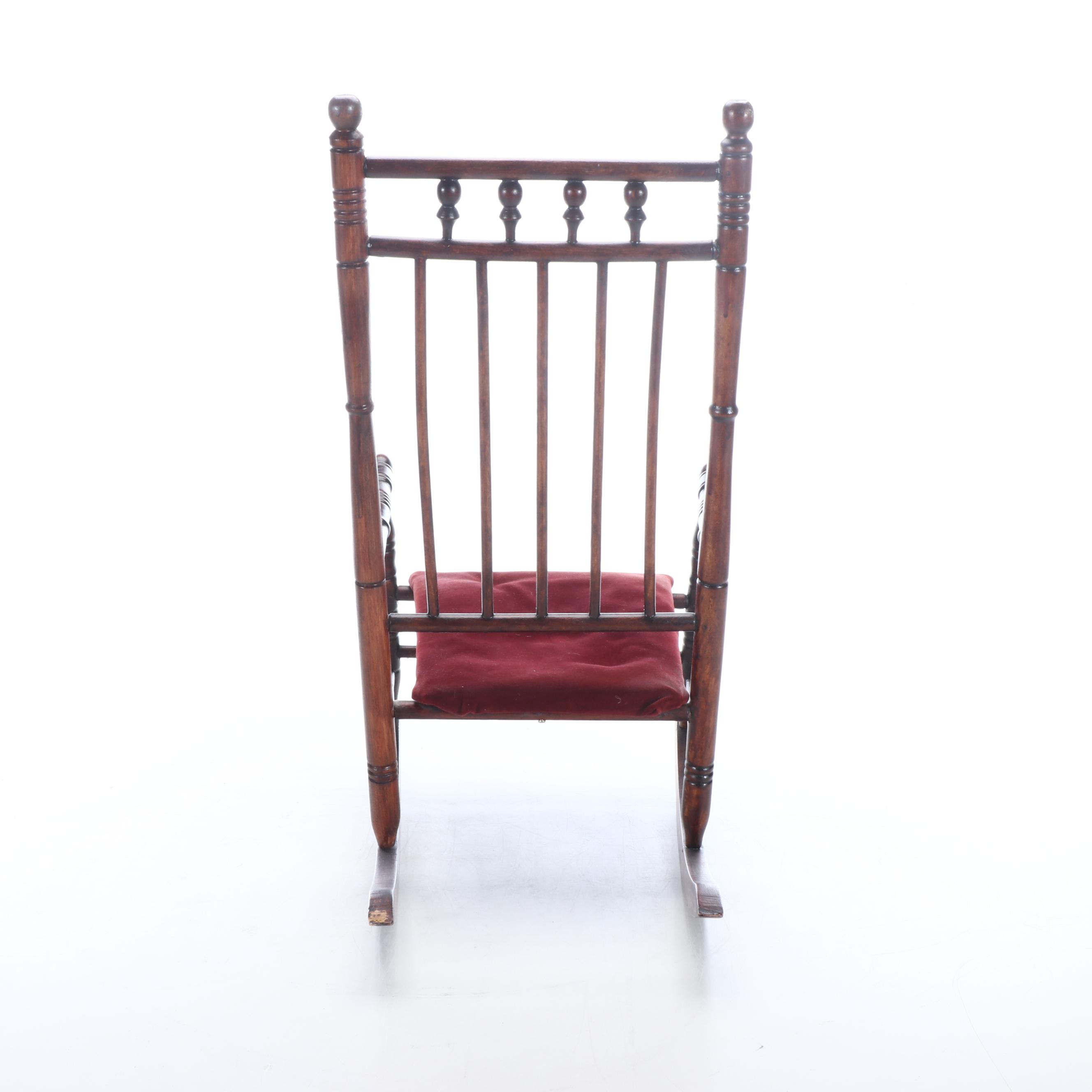 Late Victorian Child's Rocking Chair with Folk Art Style Dolls