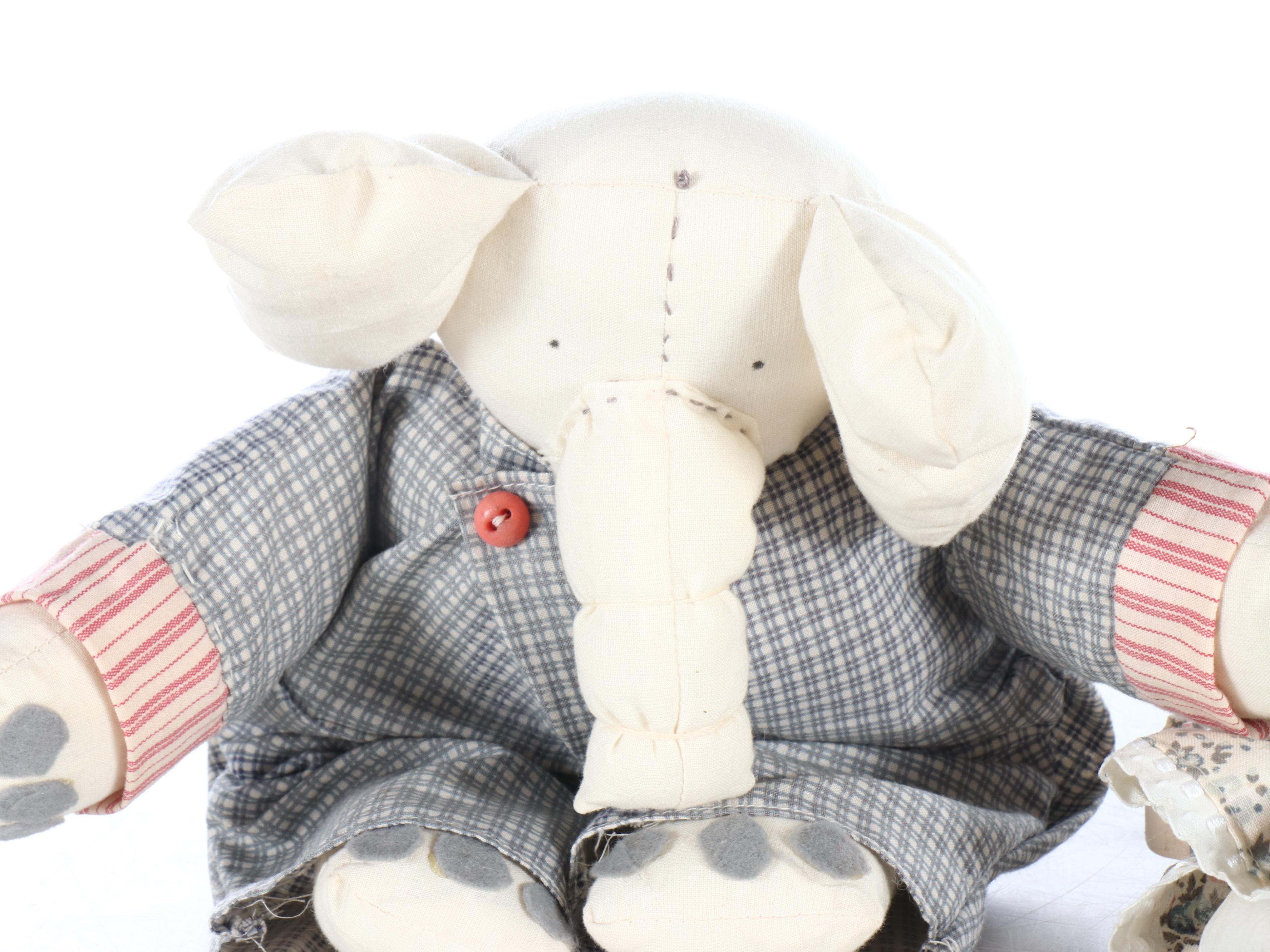 Late Victorian Child's Rocking Chair with Folk Art Style Dolls