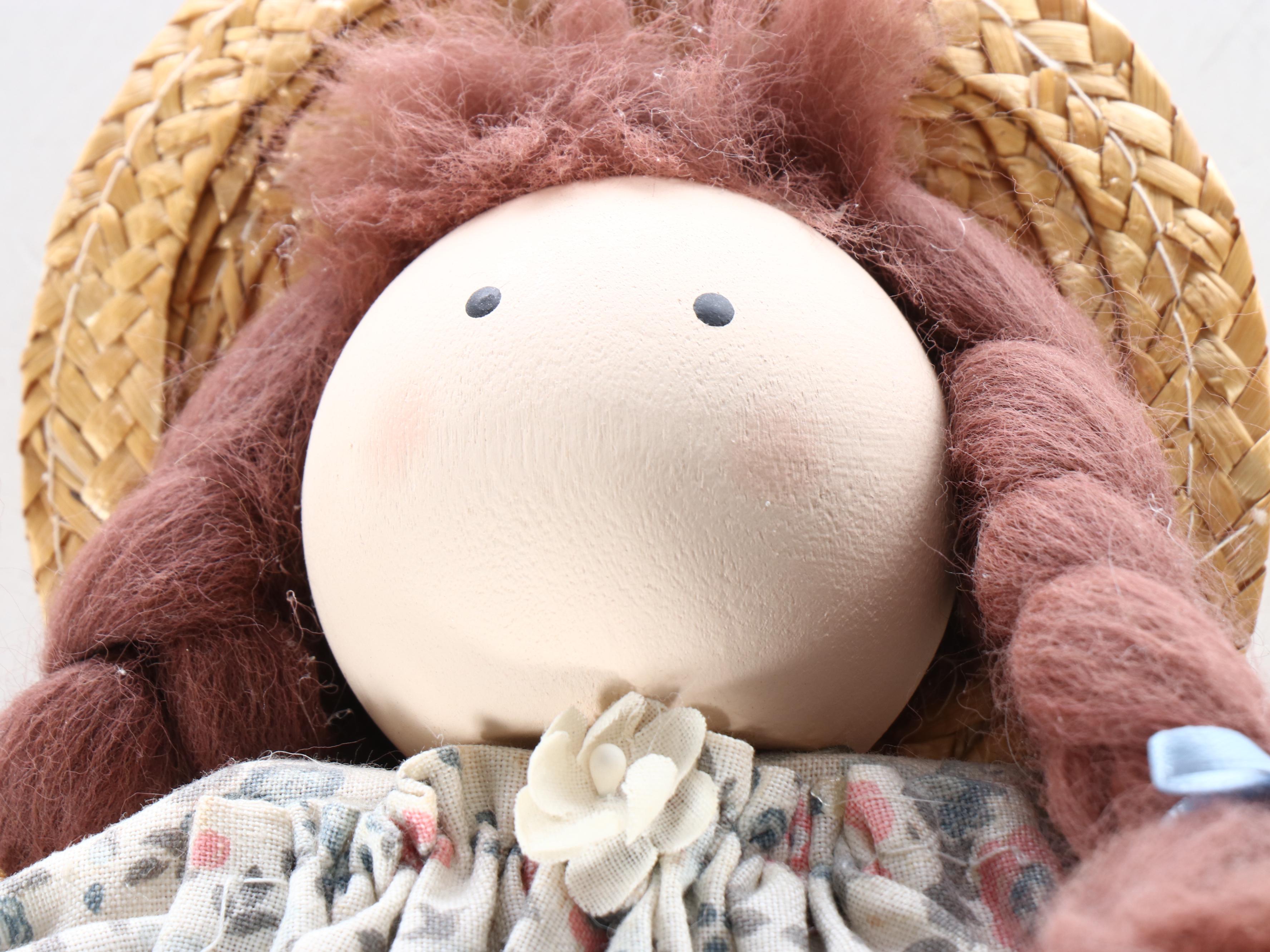 Late Victorian Child's Rocking Chair with Folk Art Style Dolls