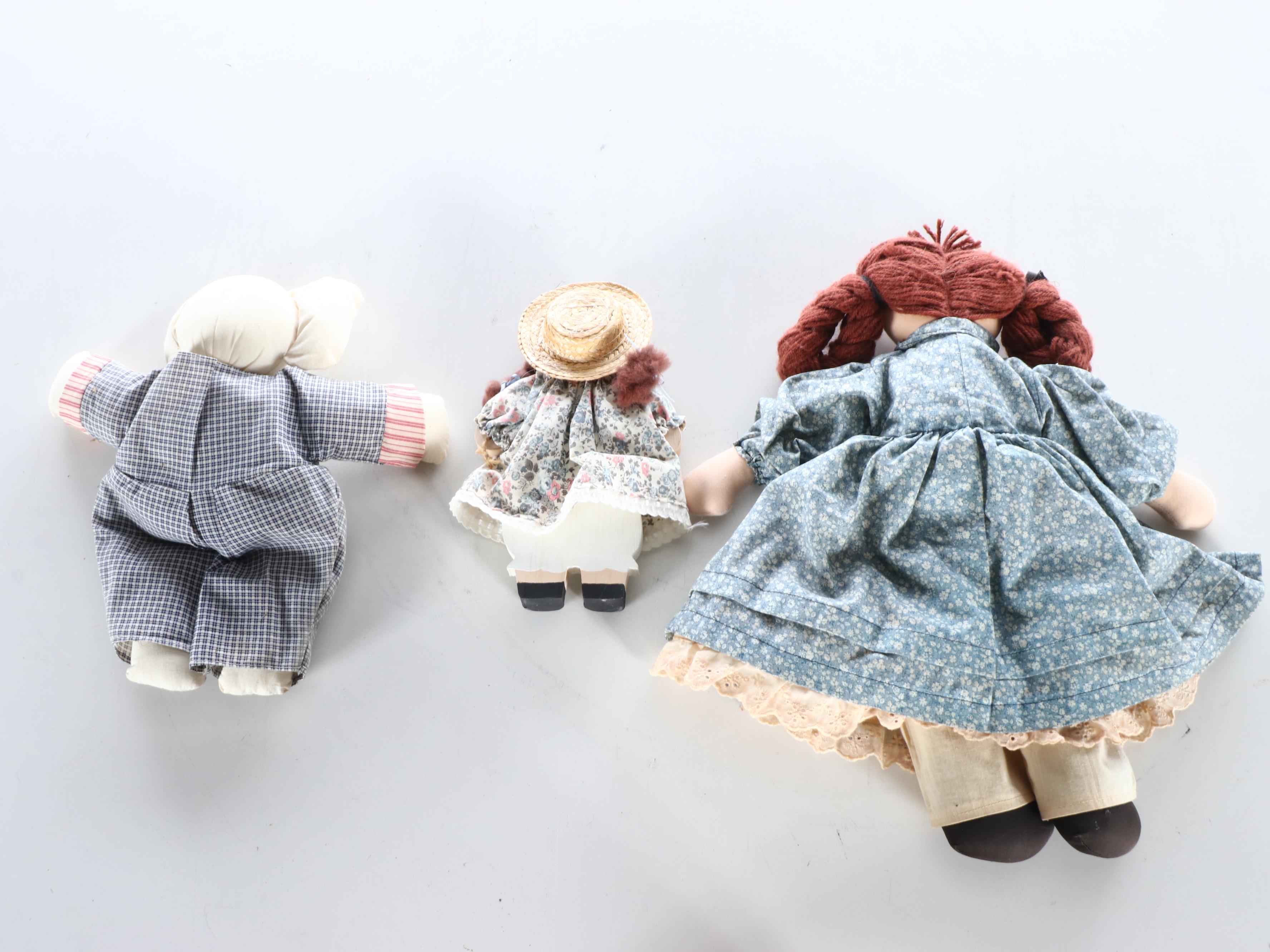 Late Victorian Child's Rocking Chair with Folk Art Style Dolls