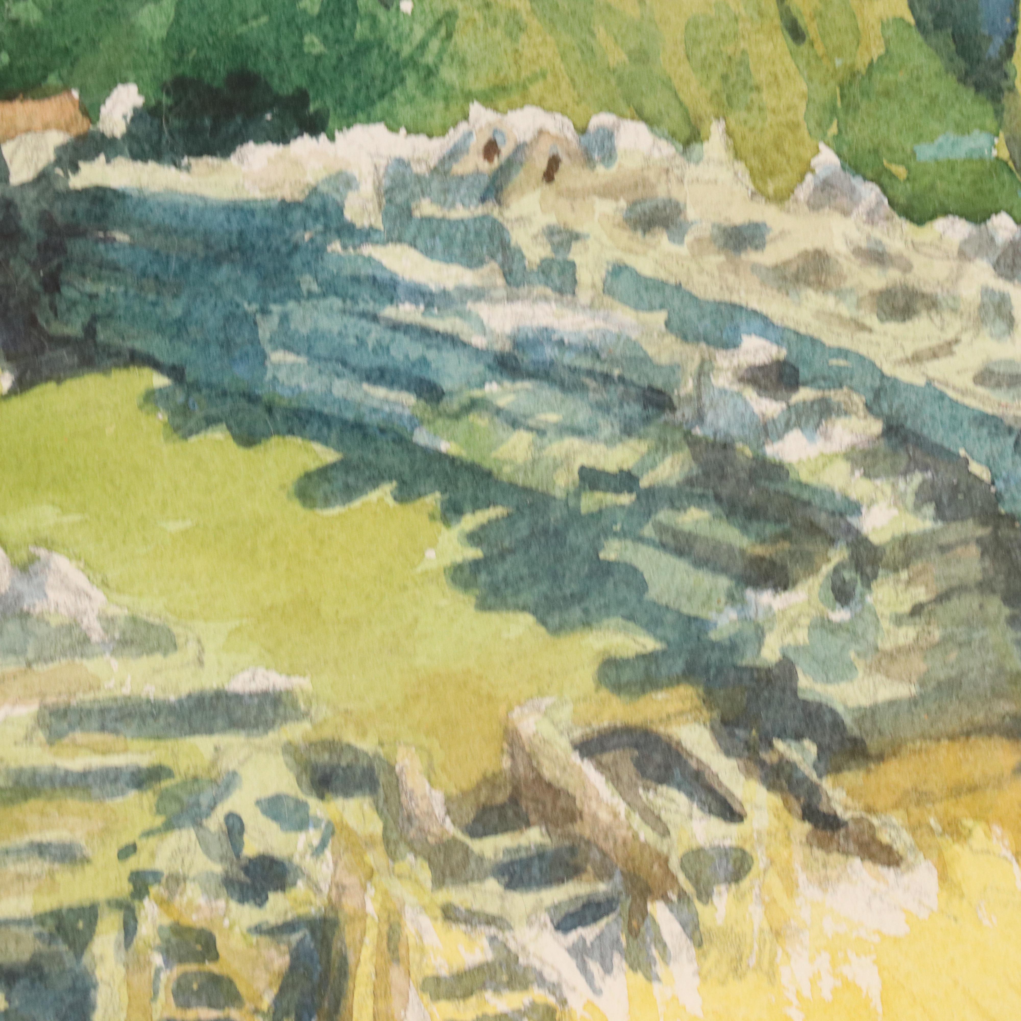 Landscape Watercolor Painting of Machu Picchu, Peru