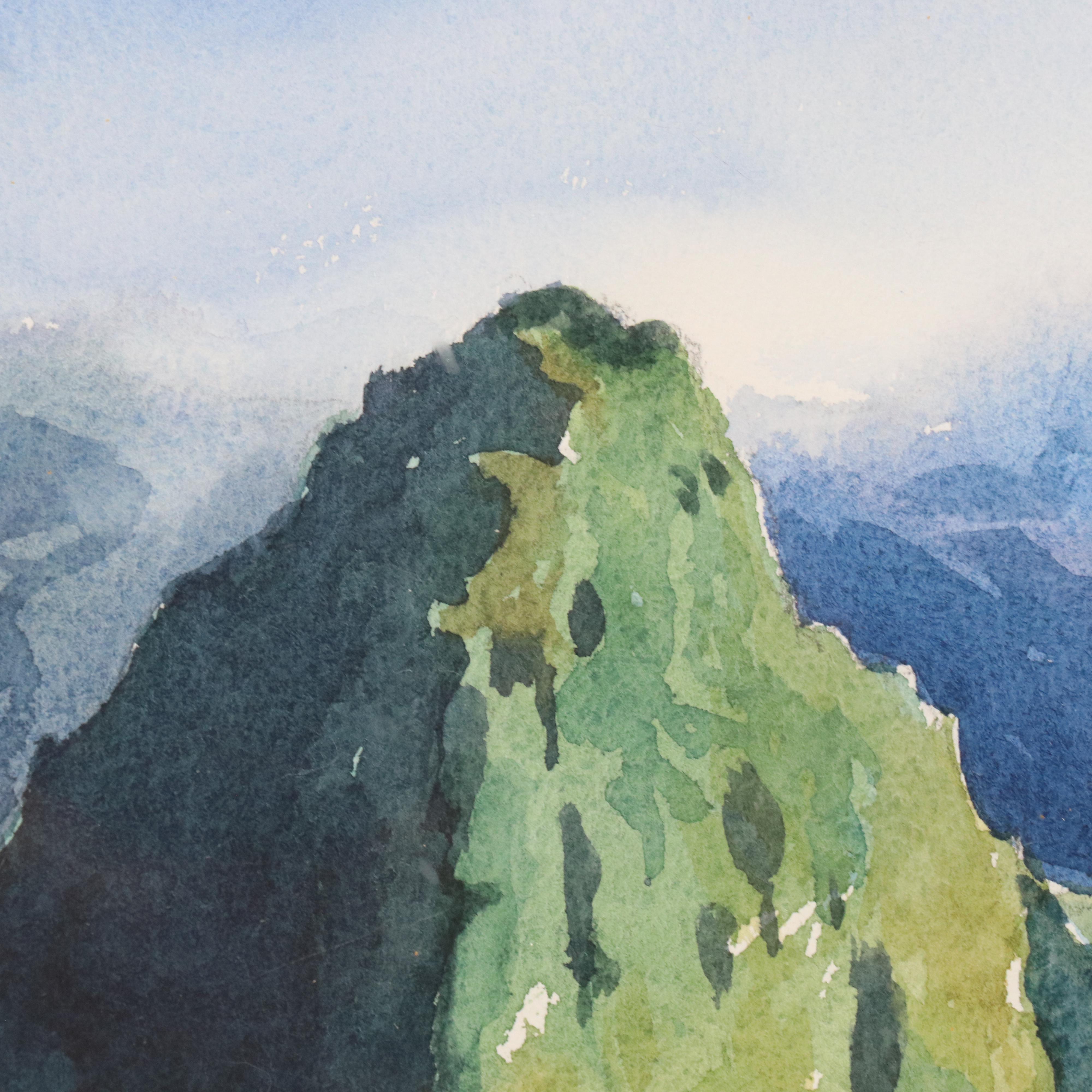 Landscape Watercolor Painting of Machu Picchu, Peru