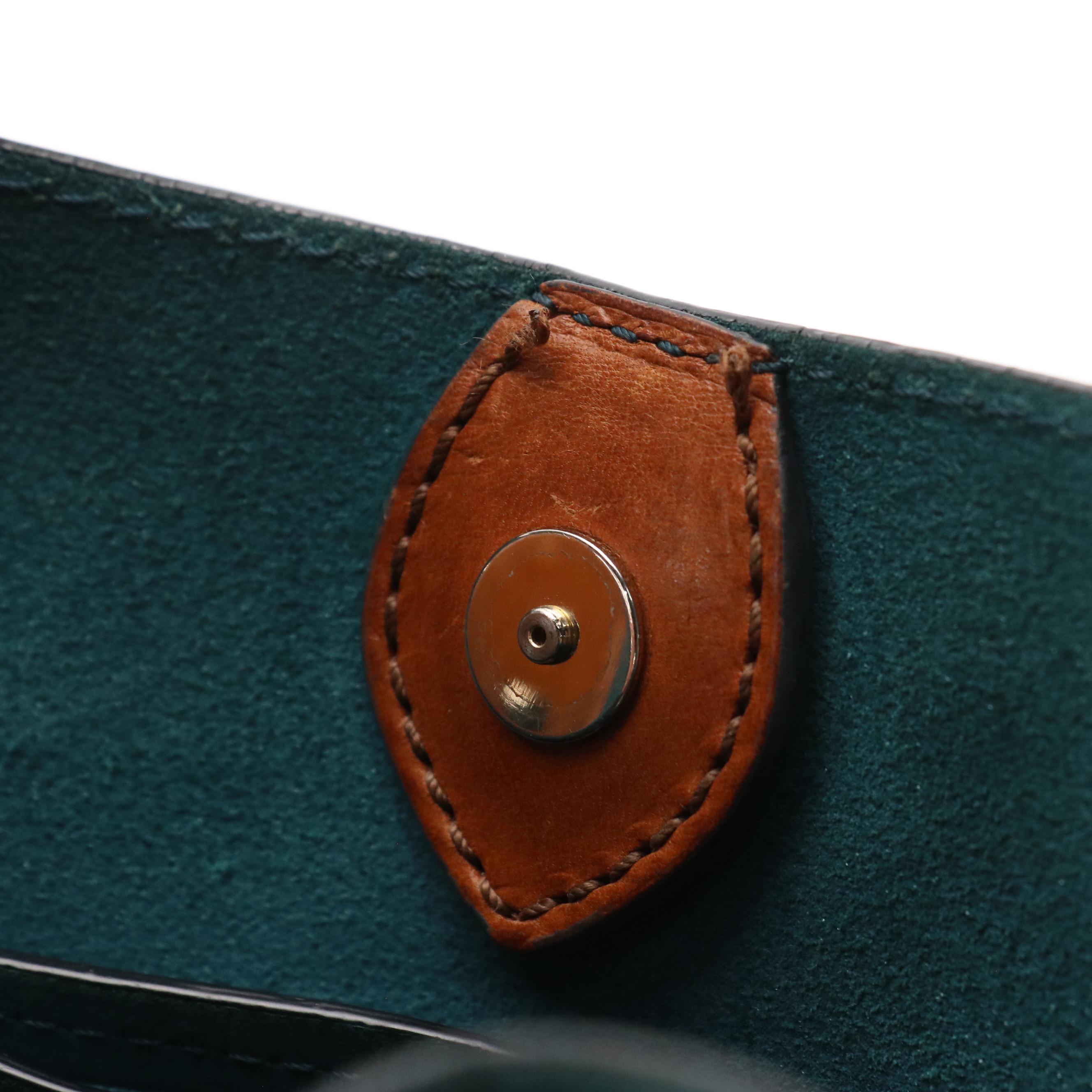 Burberry Ashby Belgrove Fringe Crossbody in Teal Leather and Giant Check Canvas