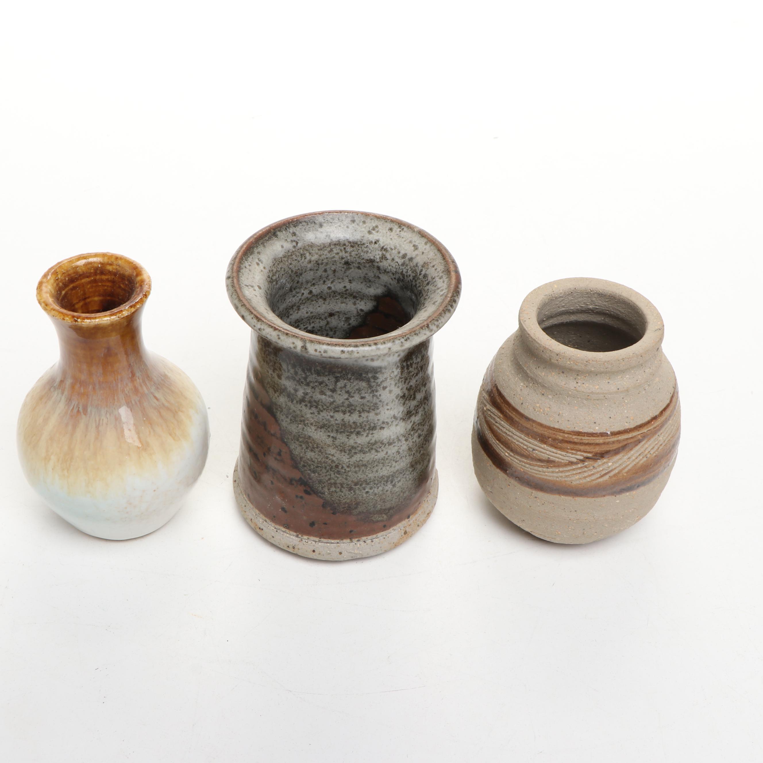Artist Signed Art Pottery Cups, Bud Vases, and Bowls