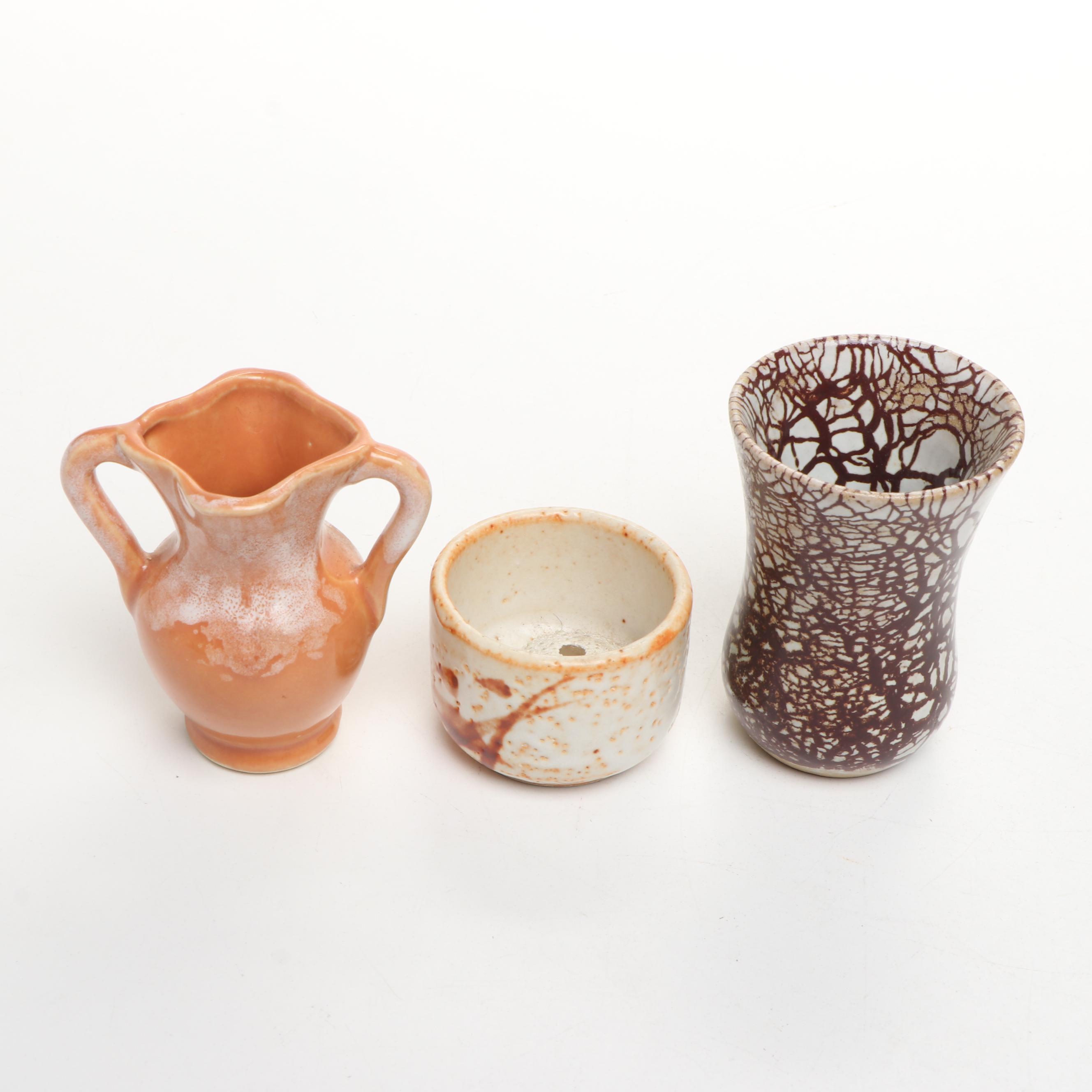 Artist Signed Art Pottery Cups, Bud Vases, and Bowls