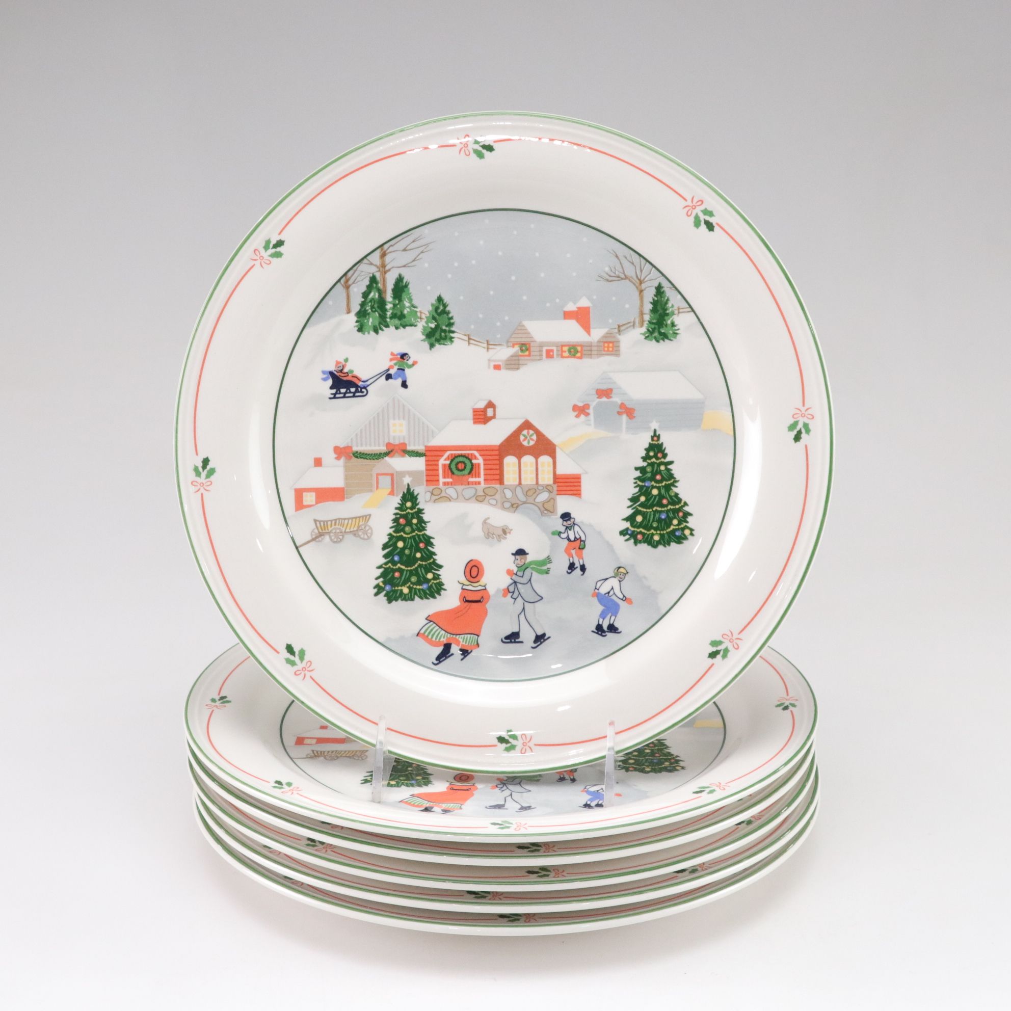 Sango "Silent Night" Christmas Dinnerware Set for Six with Extra Glasses, 1980s