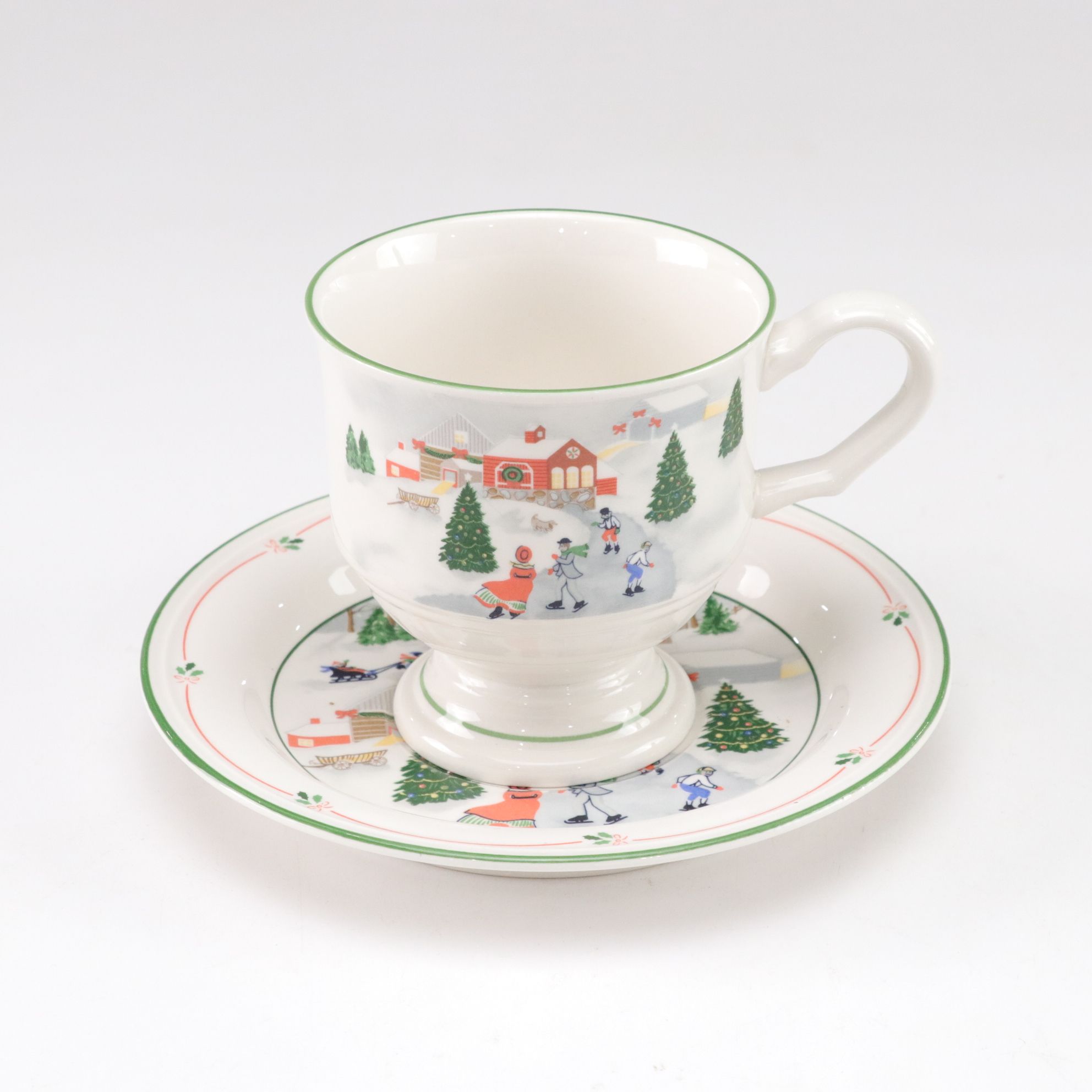 Sango "Silent Night" Christmas Dinnerware Set for Six with Extra Glasses, 1980s