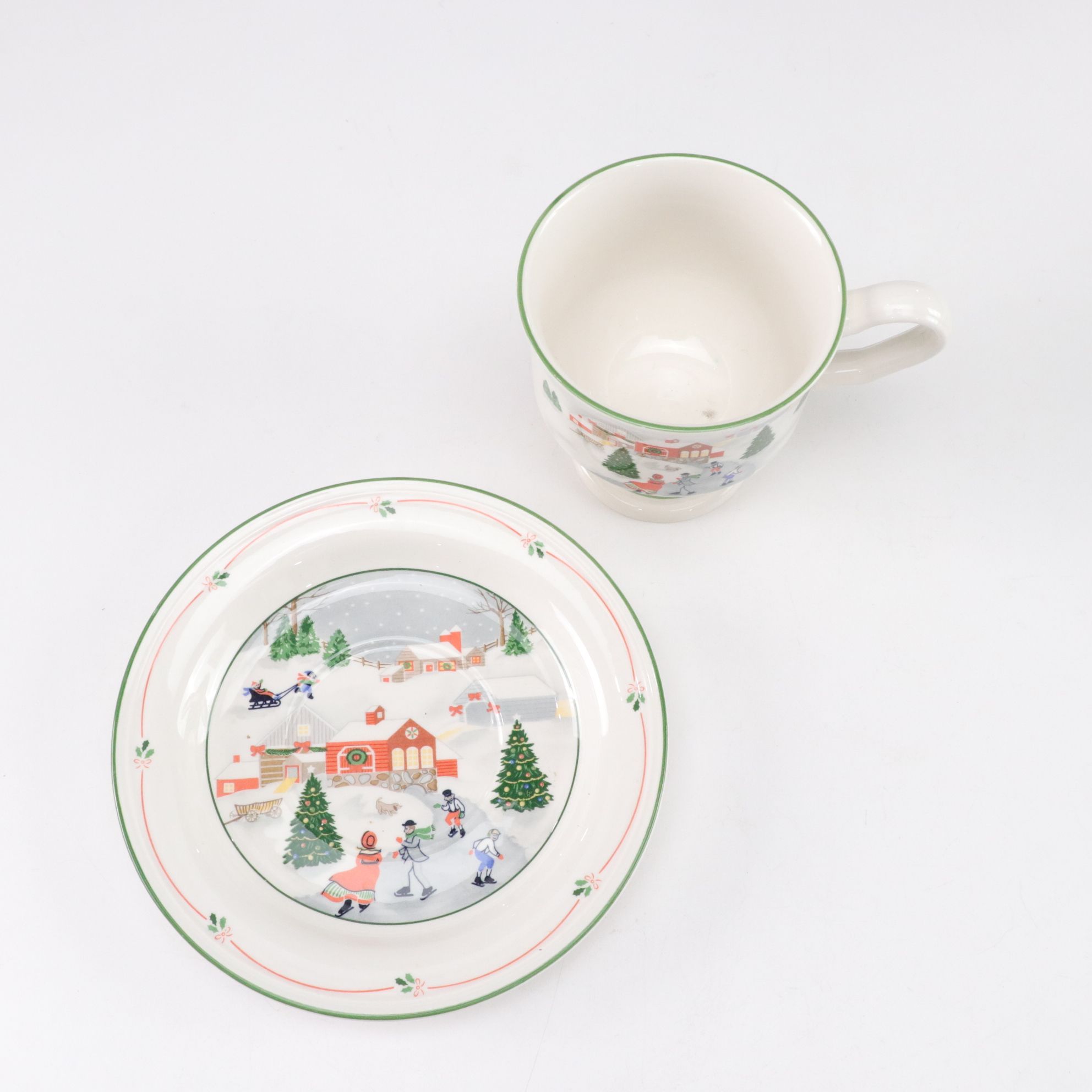 Sango "Silent Night" Christmas Dinnerware Set for Six with Extra Glasses, 1980s