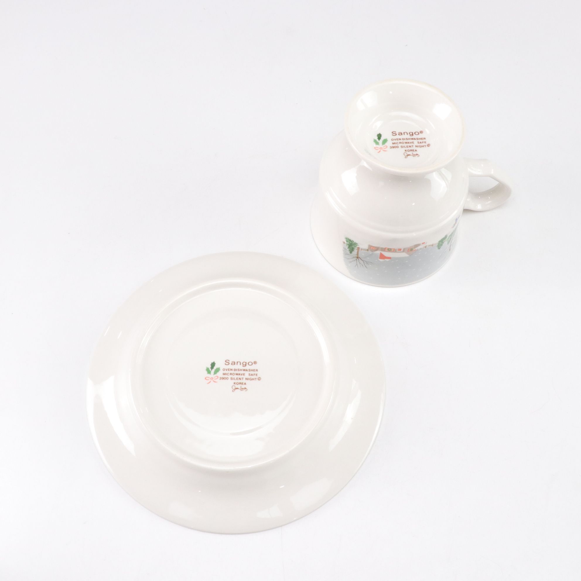 Sango "Silent Night" Christmas Dinnerware Set for Six with Extra Glasses, 1980s