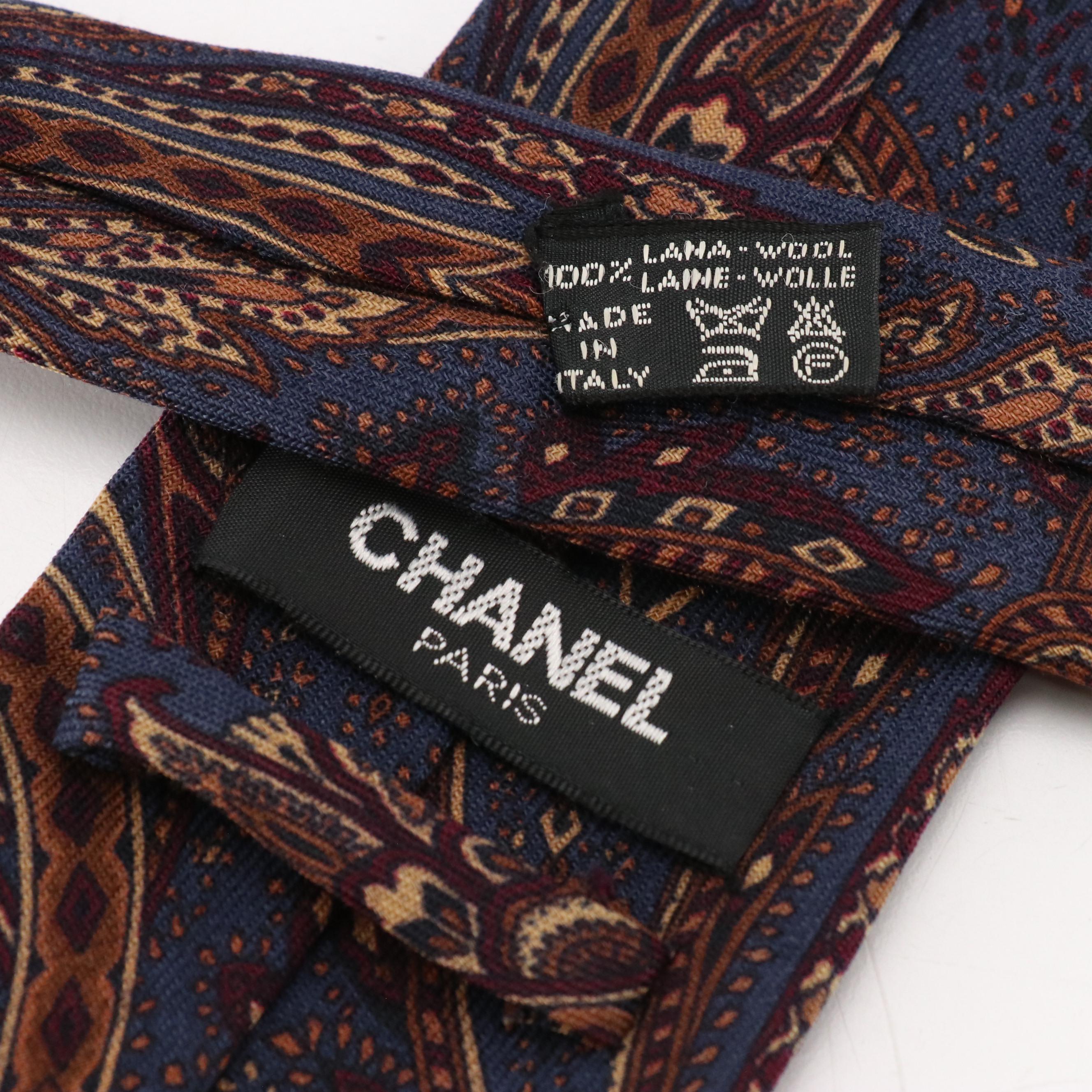 Chanel Paisley Pattern Necktie in Wool