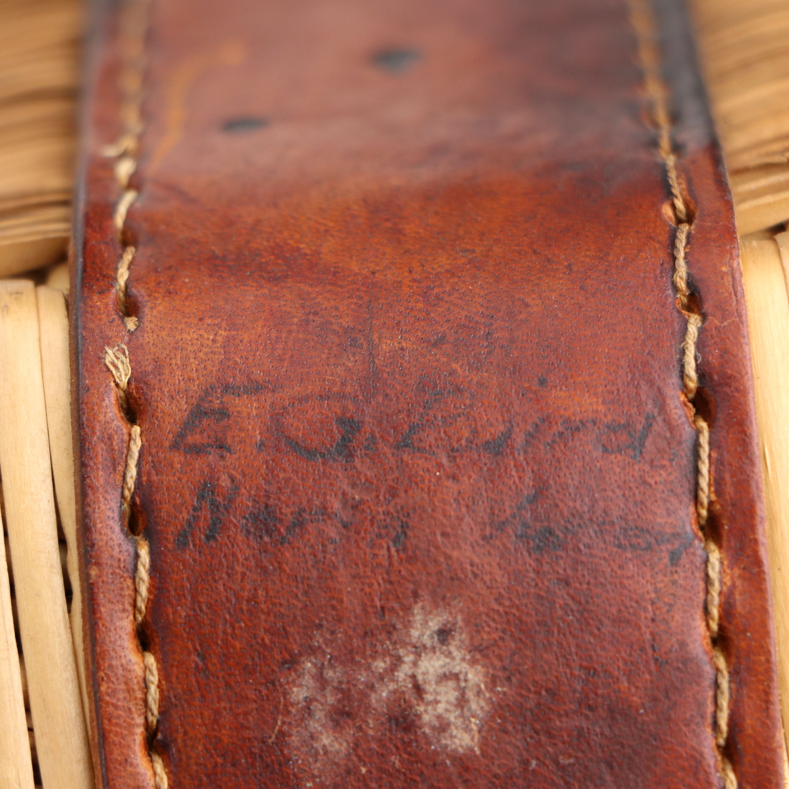 Wicker and Leather Fly Fishing Creel Basket, Early to Mid-20th Century