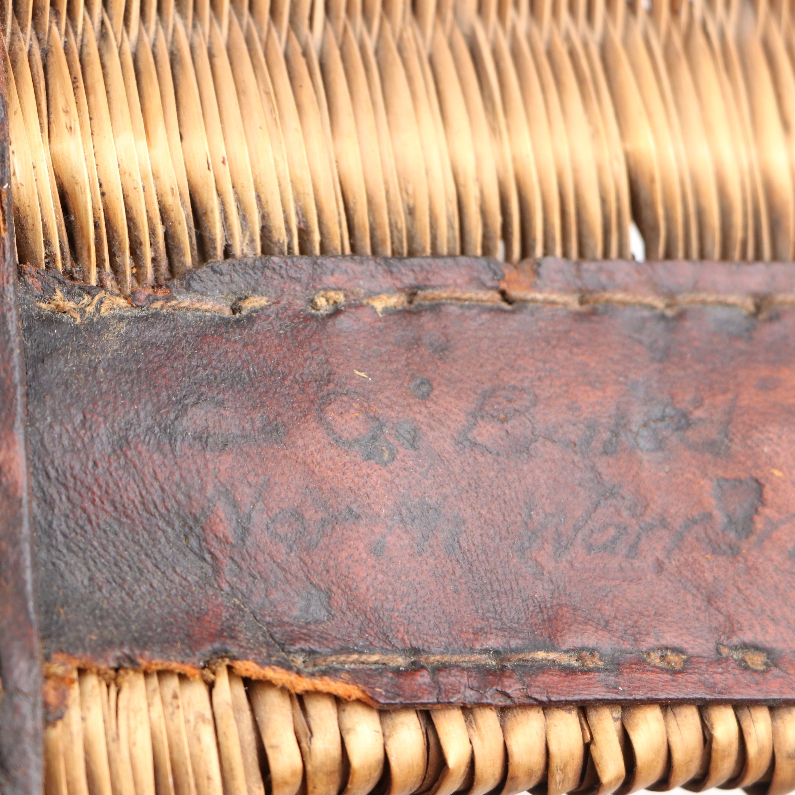 Wicker and Leather Fly Fishing Creel Basket, Early to Mid-20th Century