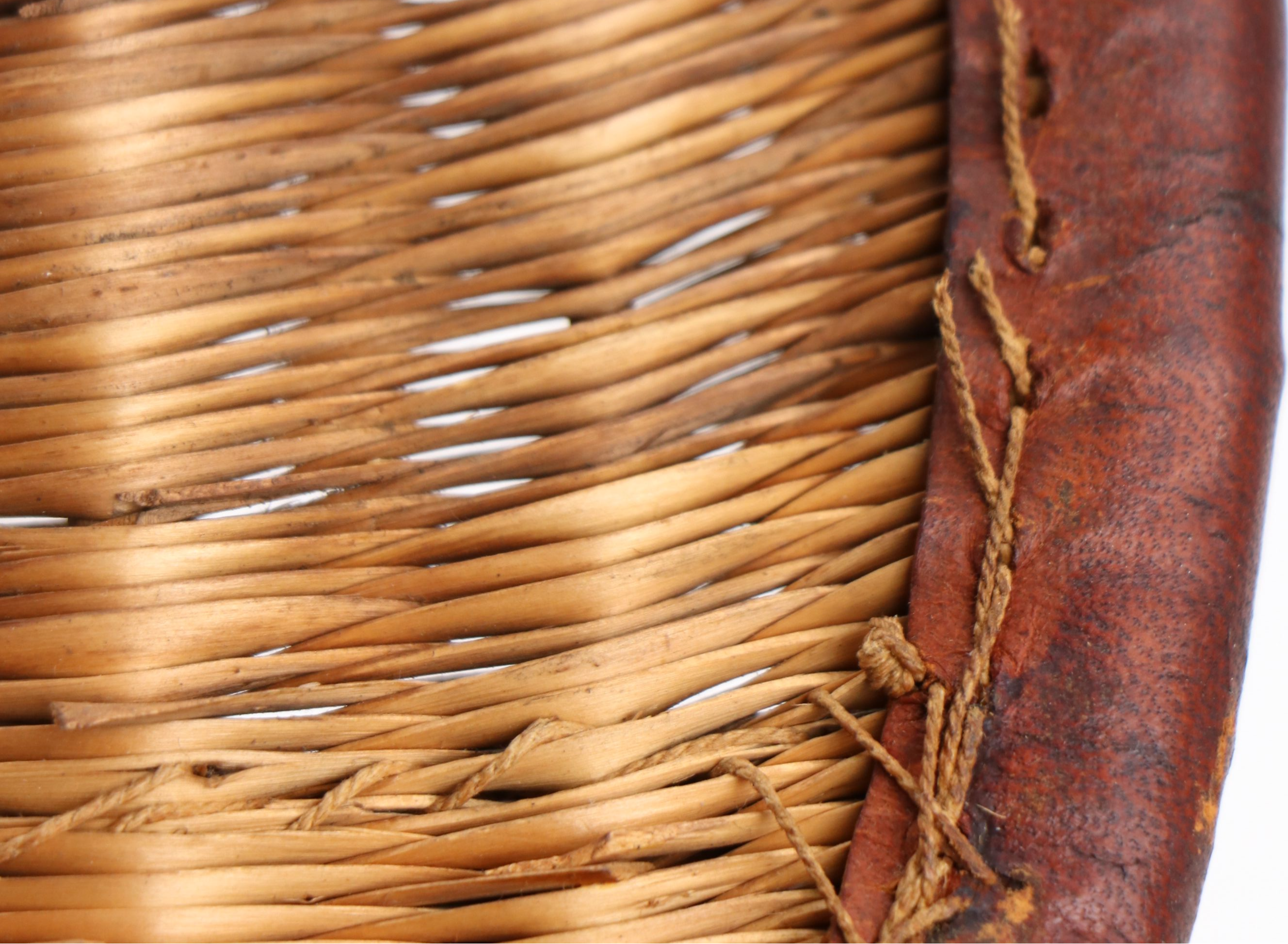 Wicker and Leather Fly Fishing Creel Basket, Early to Mid-20th Century