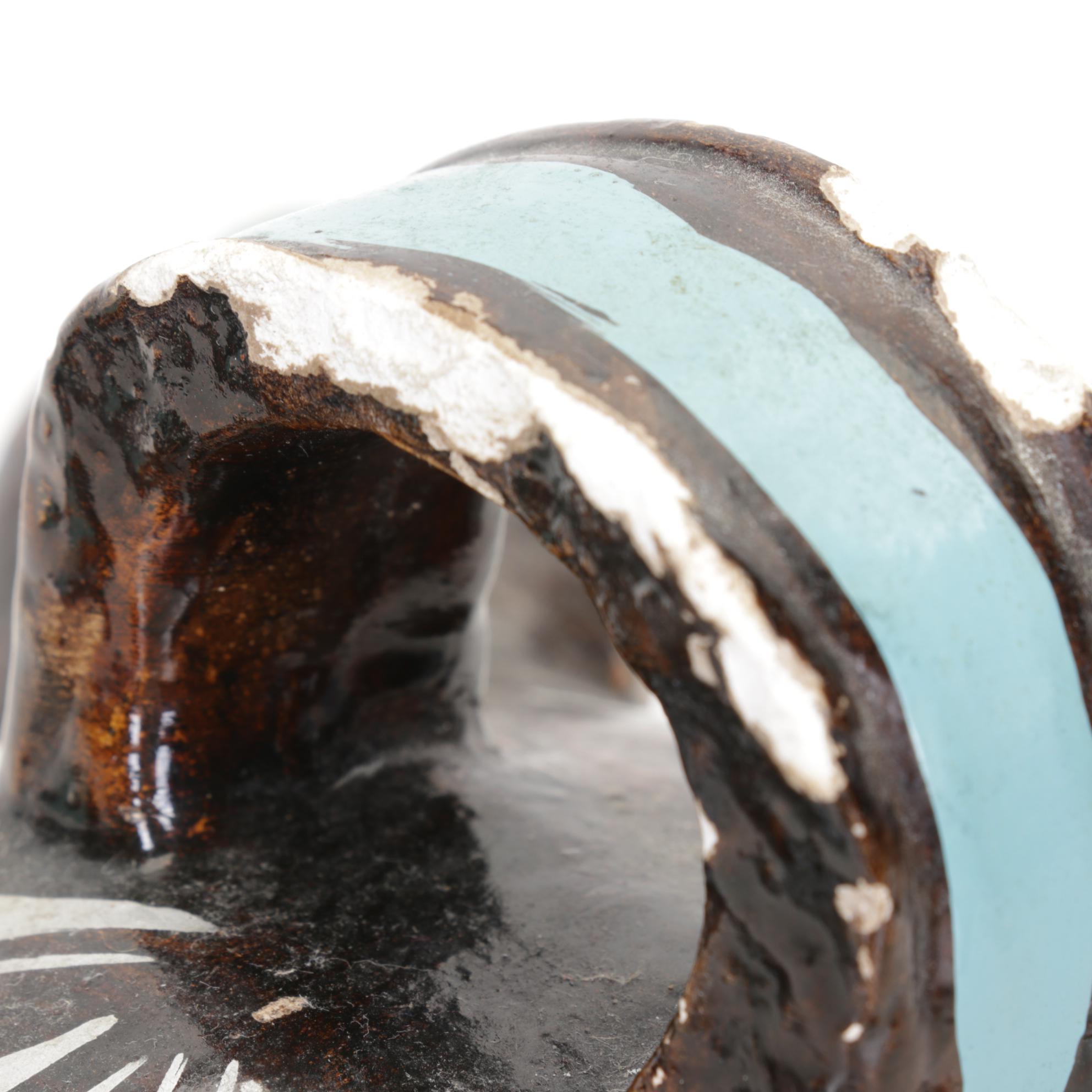 Mexican Chalkware Smasher Pig Bank With Two Small Wooden Jewelry Boxes